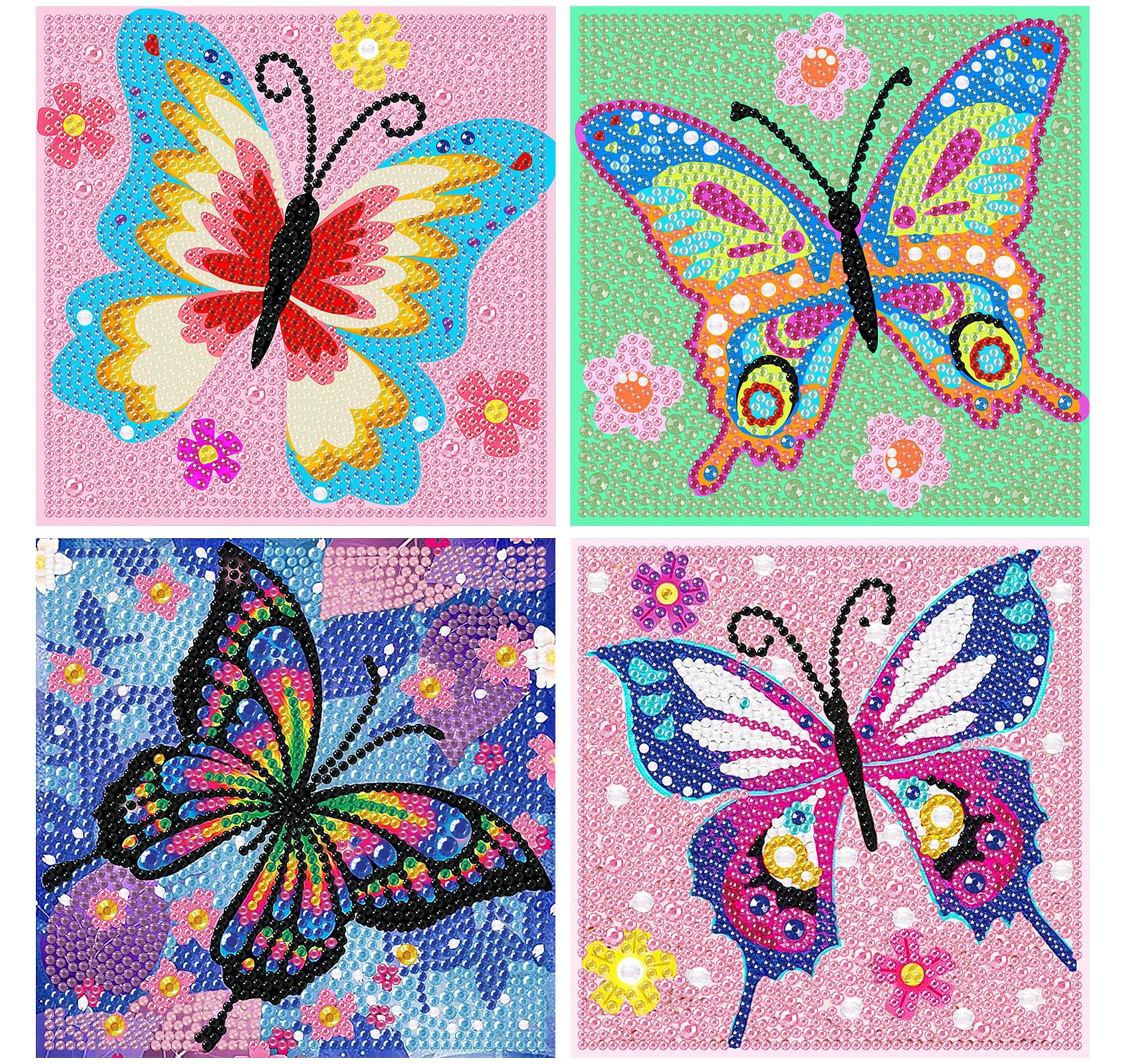 DIY Diamond Art Tabletop Kit – Acrylplatte Mit Standfuß, Schmetterling-Design, Als 3D Schreibtischdekoration