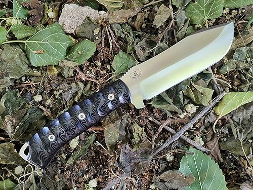 Miniatura 5 de JEO-TEC N45 Cuchillo de hoja fija para supervivencia, campamento, caza, pesca, cuchillo de espiga completa de 11 pulgadas en general, funda +