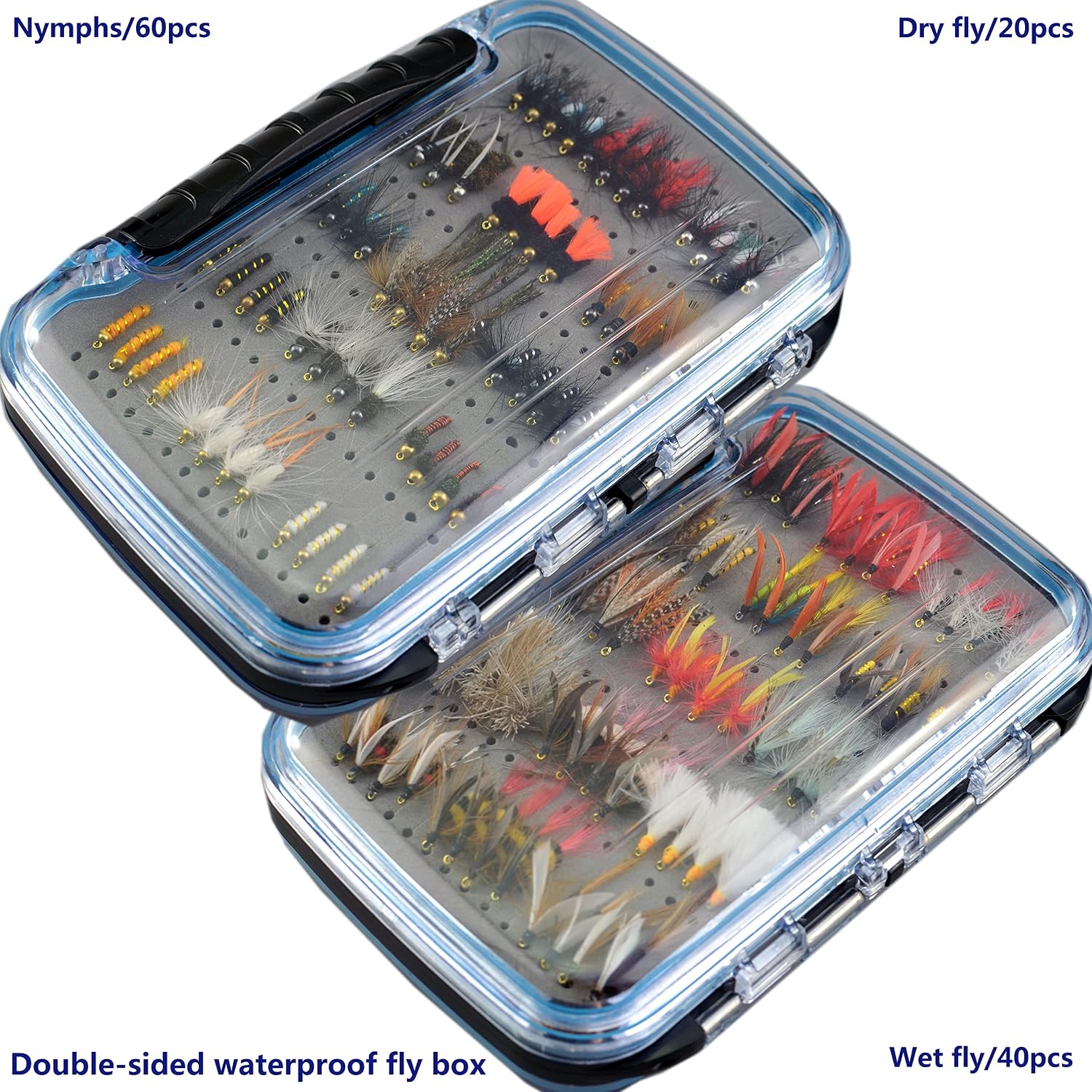 Fly Fishing Flies kit with Fly Box/Nymphs/Dry Fly,Wet Fly/Streamers/Realistic Flies