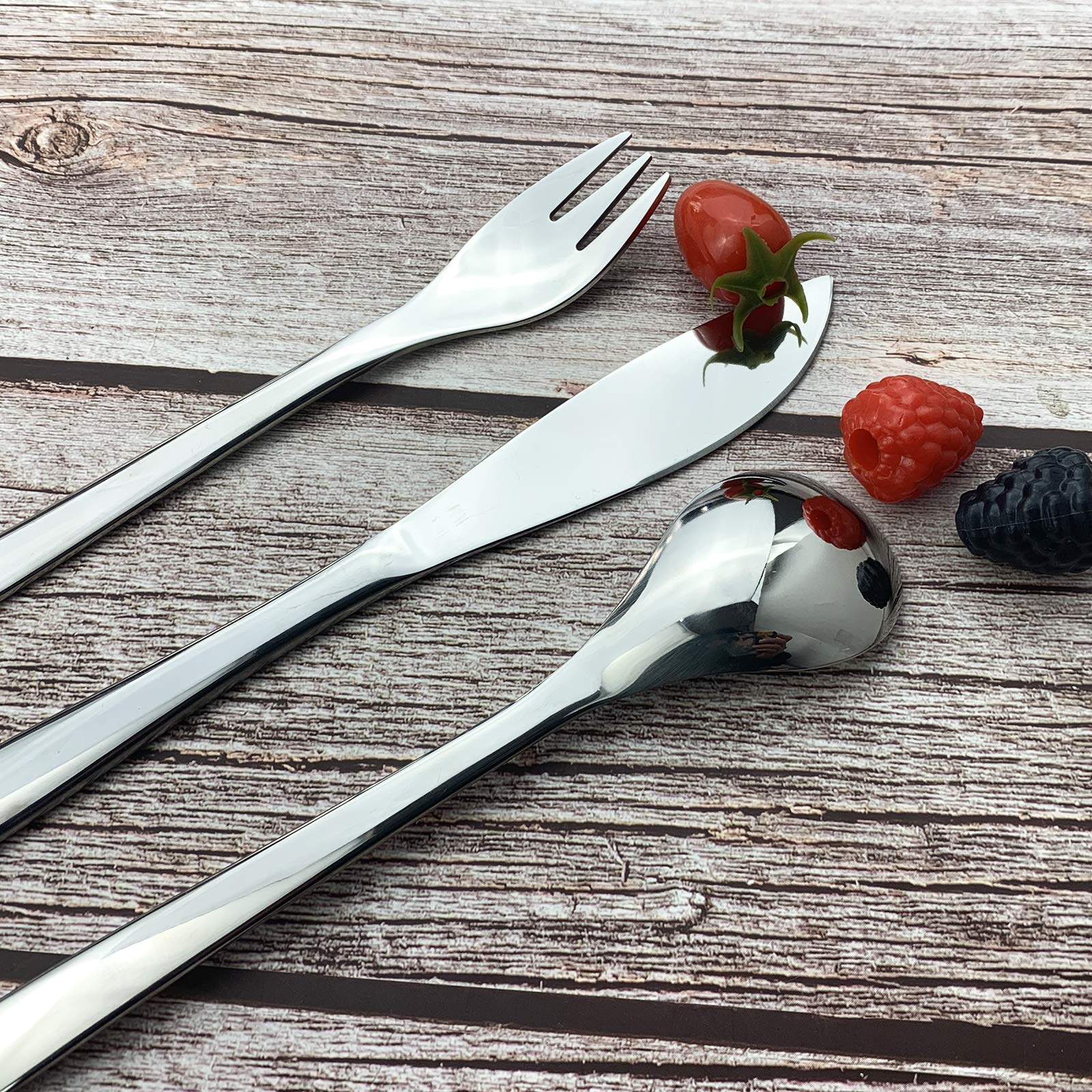 BRIIEC Stainless Steel Everyday Flatware Dinner Knives with Round Edge, Pack of 8, Silverware Set