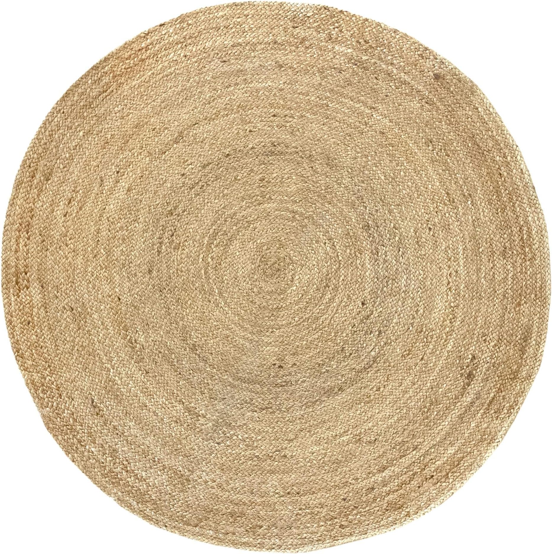 HAMID - Rug Jute Round Alhambra Natural Colour, Jute Rug, Area Rug 100% Jute Fibre Hand Wovem, Braided Rug for Home, Living Room, Floor Carpet..(150x150cm)