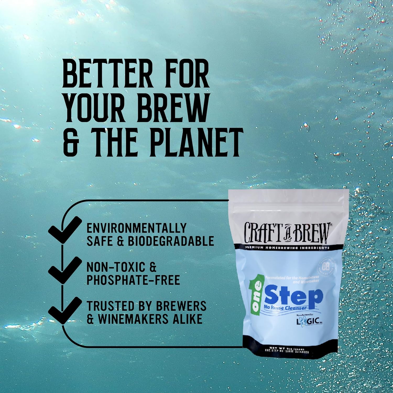 Craft A Brew - One Step No Rinse Cleanser - For Cleaning At Home Brewing Equipment - Non-Foaming Cleanser - Safe & Easy to Use - Home Brewing Supplies (1lb)