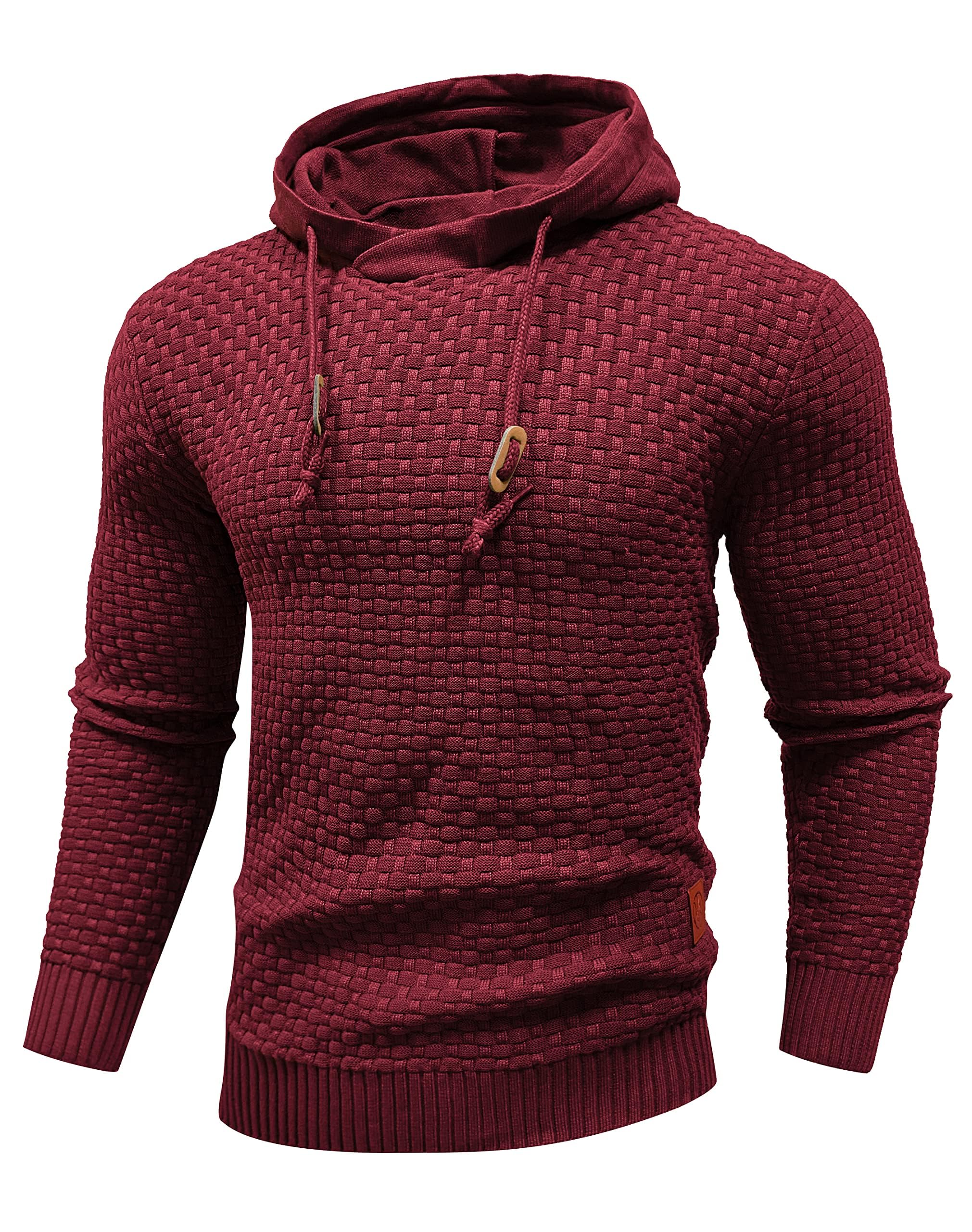 Zaitun Mens Hooded Sweatshirt Long Sleeve Knitted Pullover Sweater
