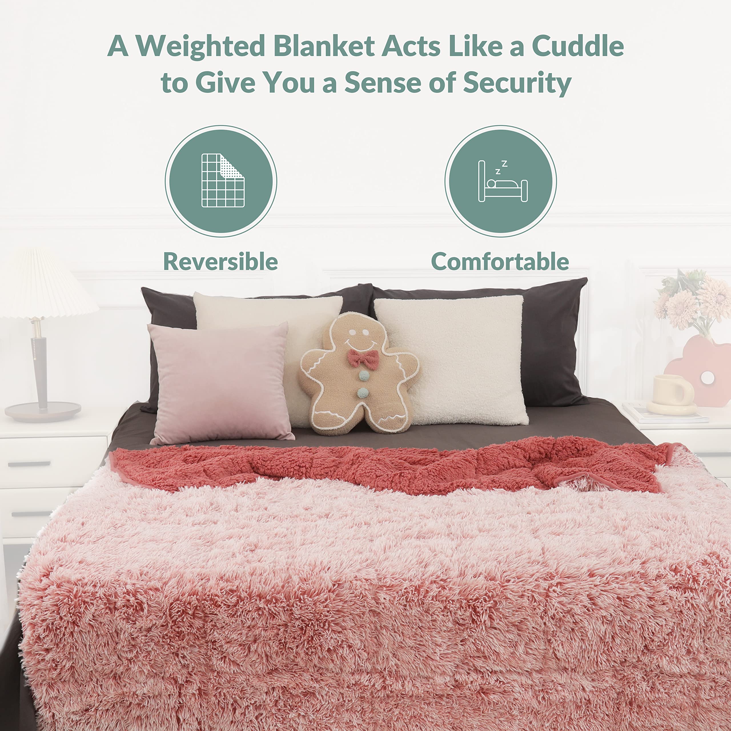 Wemore Shaggy Long Fur Faux Fur Weighted Blanket, Cozy and Plush Sherpa