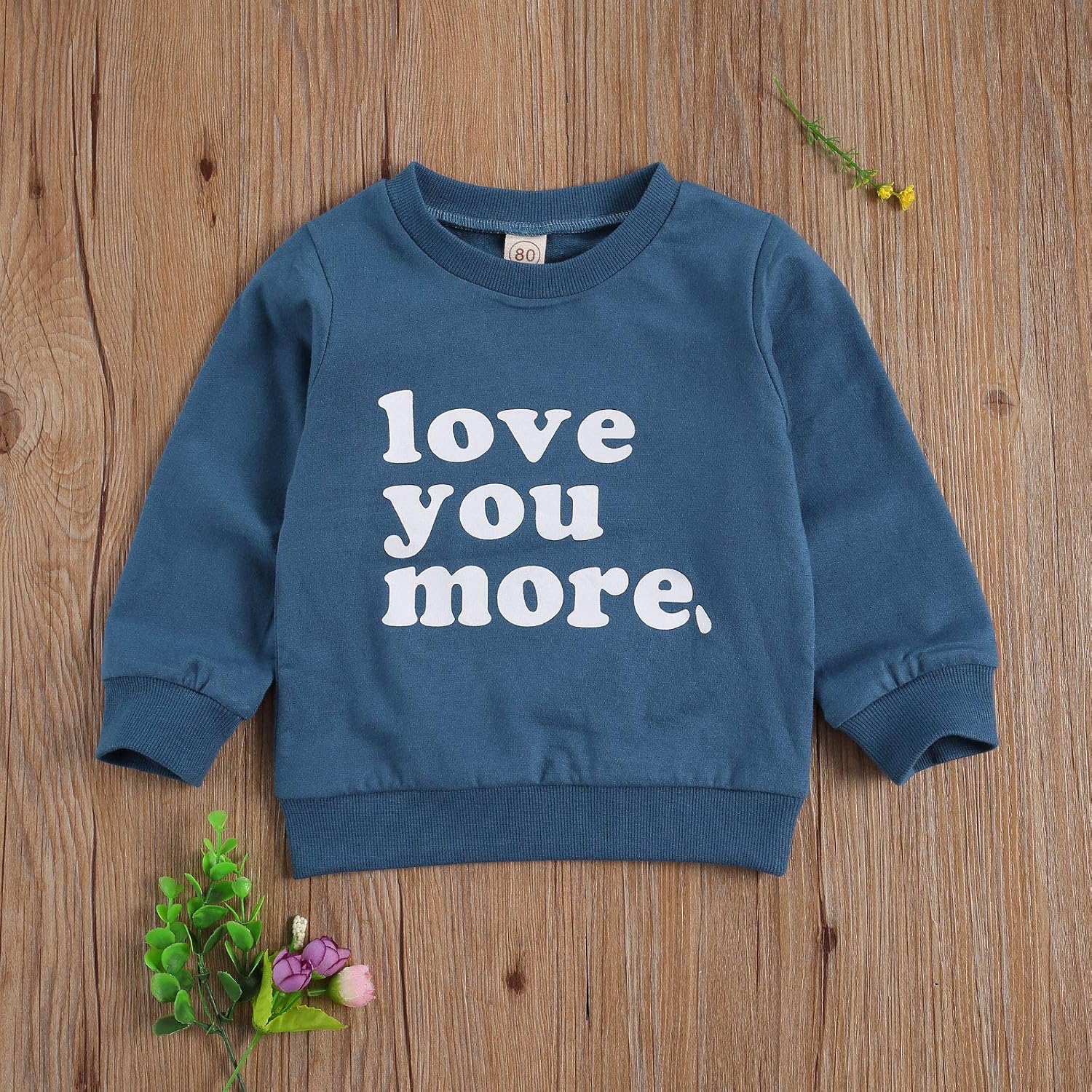 BeQeuewll Infant Toddler Boys Girls Crewneck Sweatshirt Love You More Letter Printed Long Sleeve Pullover Shirt Sweater Tops