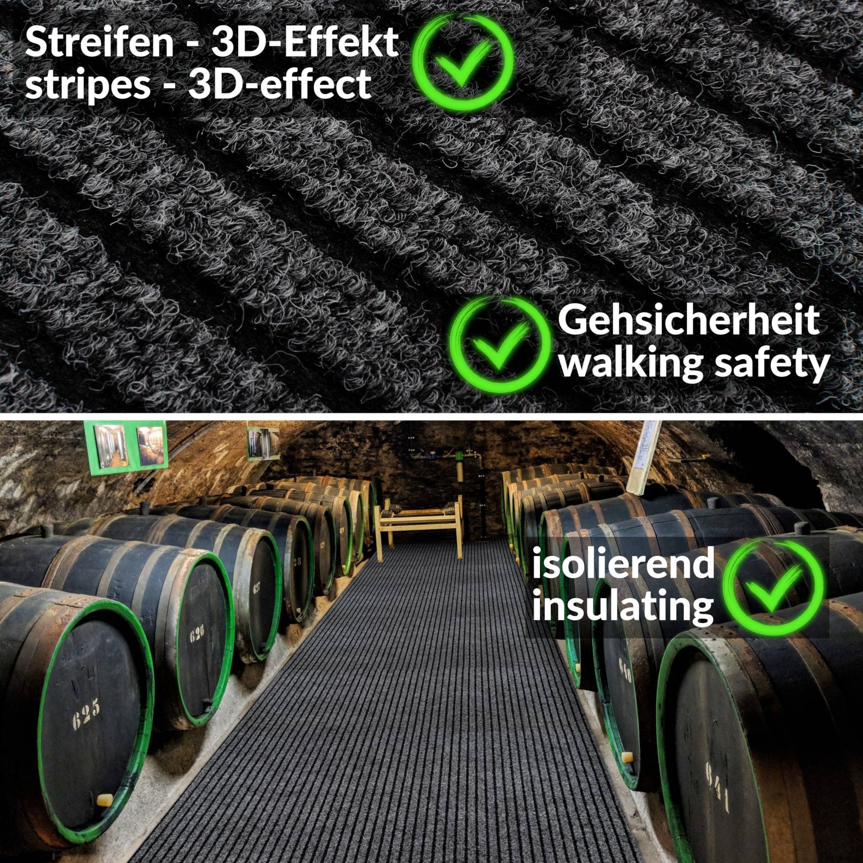 Schmutzfangmatte Teppich Läufer Meterware Schmutzfangläufer rutschfest & zuschneidbar Outdoor Indoor Sauberlaufmatte für Flur Gewerbe Büro Gastronomie Keller Mischa 300 x 80 cm Grau