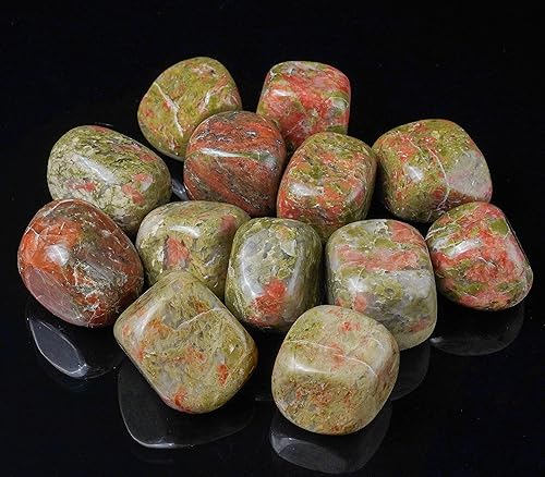 Miniatura 6 de Crocon Más de 800 quilates, 13 piezas de piedras y cristales de unakita a granel para chakras, reiki, cristales de equilibrio curativo, piedras