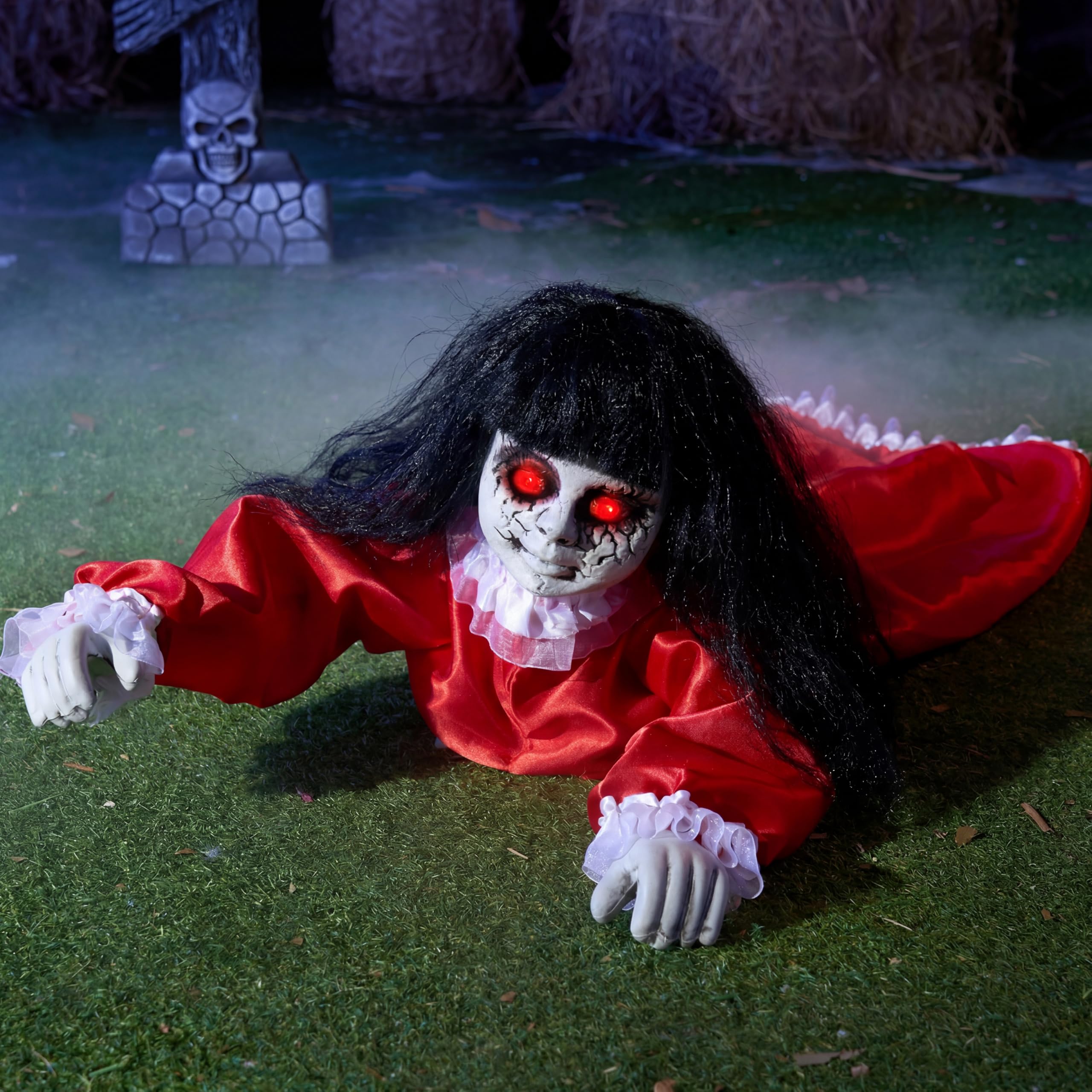 JOYIN Halloween Animatronics Dekorationen Outdoor Groundbreaker Krabbelpuppe Gruselige Halloween Friedhof Dekoration Außendekor Gruselige Spukhaus Requisite Sound aktiviert mit Geräuschen und Lichtern