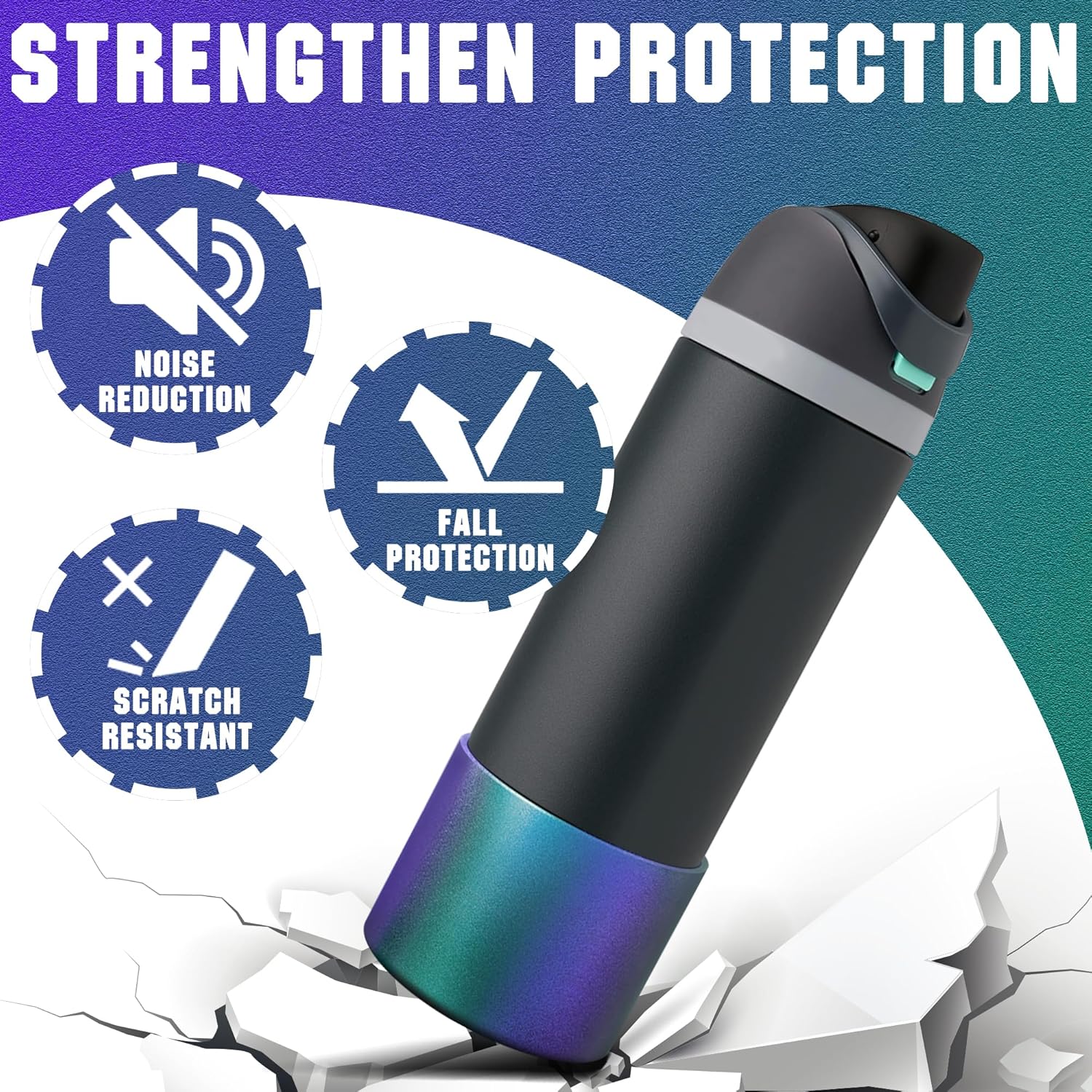 Silicone Boot for Owala 24/32/40oz FreeSip,Twist,and Flip Stainless Steel Water Bottle,Sleeve Cover for Stanley IceFlow 24/36oz,Anti-Slip Bottom Protective for Owala Accessories,Chameleon