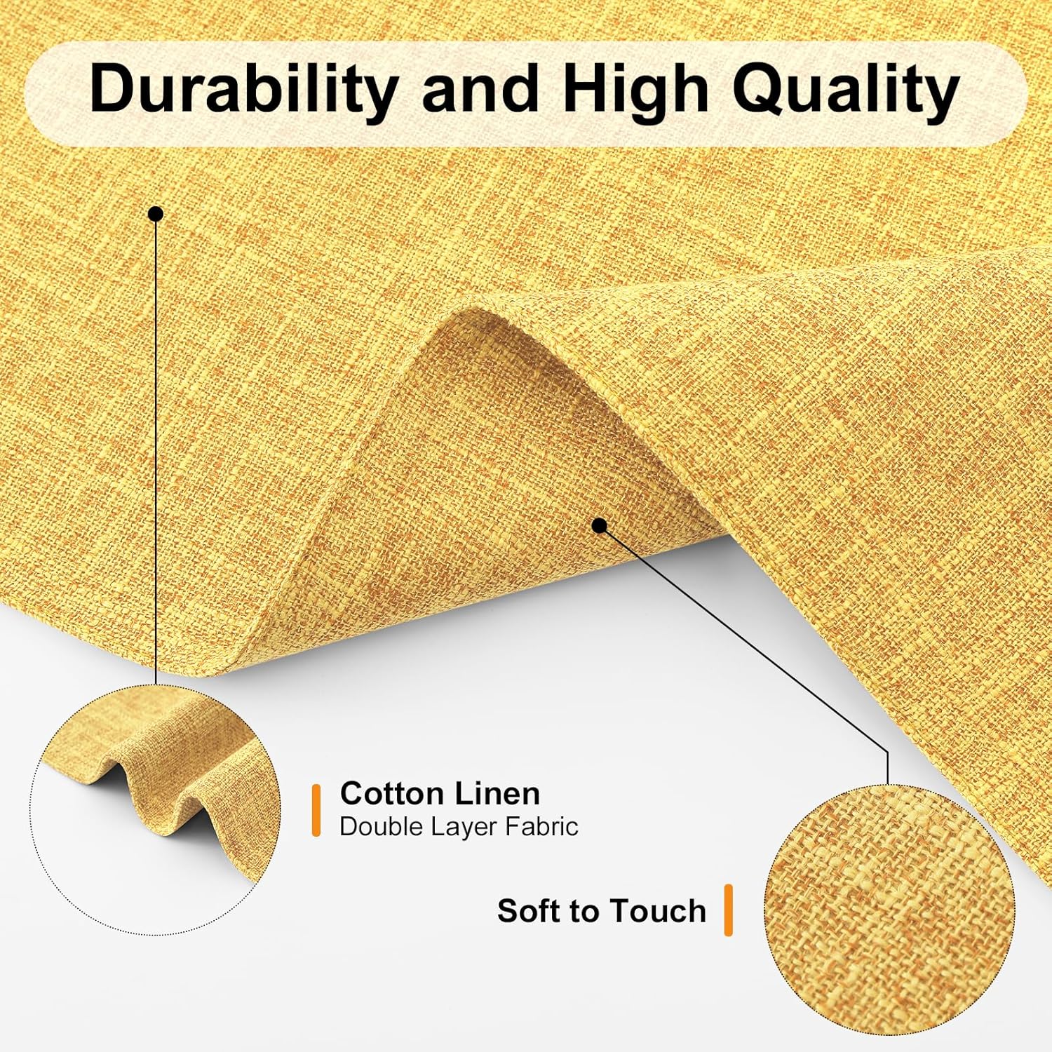 Homaxy Cloths Placemats for Dining Table Set of 6, Heat Resistant Washable Cotton Linen Blend Table Mats, Place Mats for Indoor Outdoor Party Kitchen Decoration, 13" x 19", Mustard Yellow