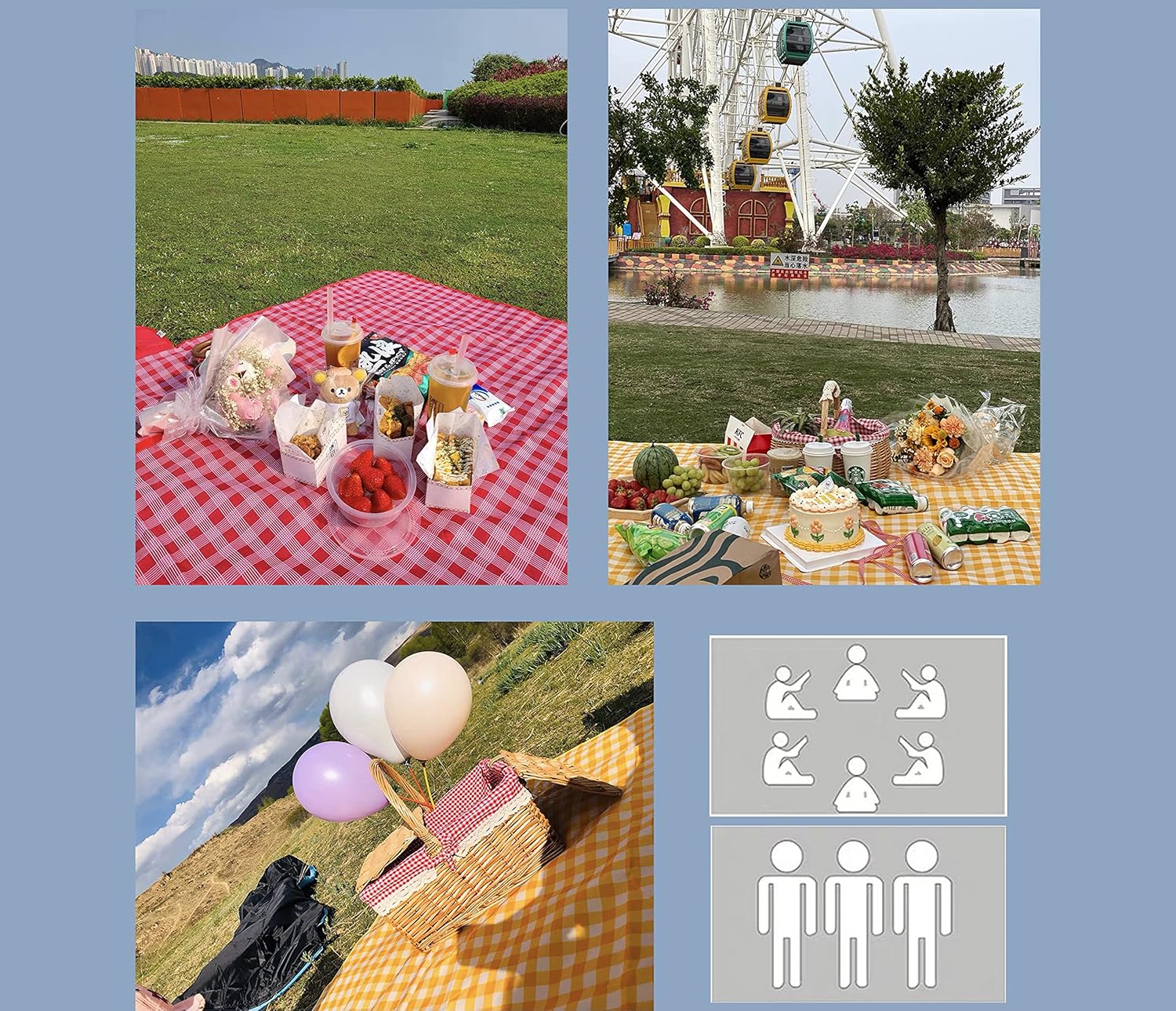 Picnic Blanket，Outdoor Waterproof, Sand-Proof and Wear-Resistant Oxford Cloth Picnic Mat, Easy to Clean, Foldable Suitable for Camping, Beach, Lawn, with Shoulder Bag (Little red Grid) : Patio, Lawn & Garden