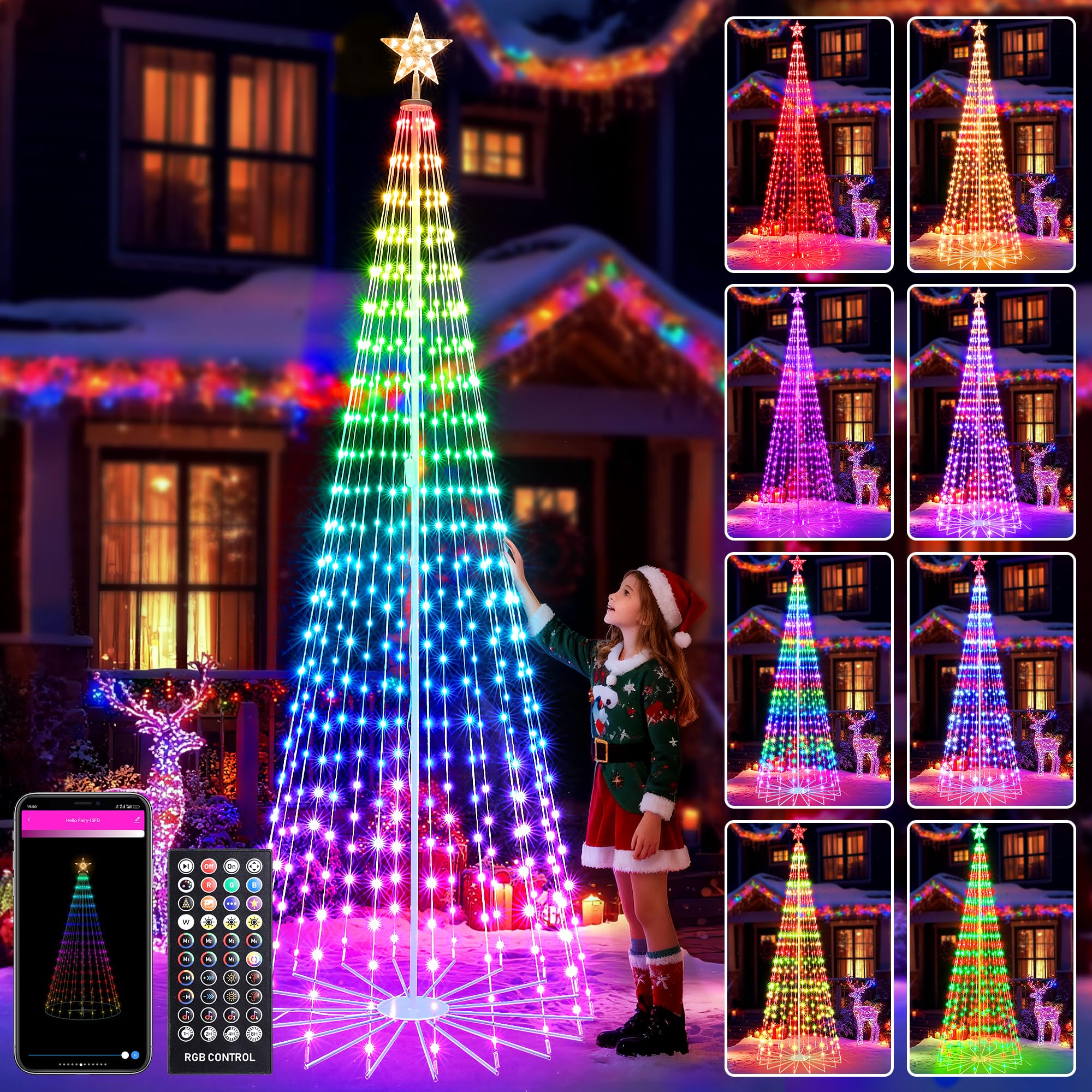 Photo 1 of Joomer Christmas Tree Star Lights, 9FT 460LED Smart Orange Purple Light with Remote Timer Music Sync Bluetooth App Controlled RGB Color Changing Lights for Christmas Halloween Decoration