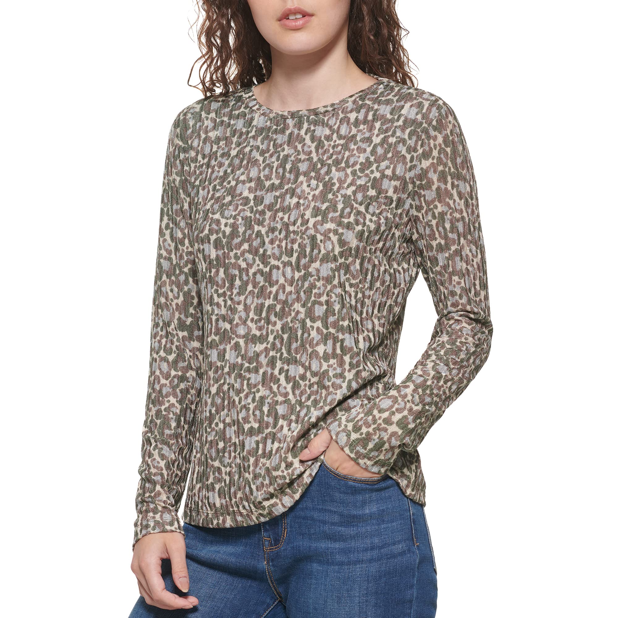 DKNYWomen's Long Sleeve Layering Printed Sportswear Top