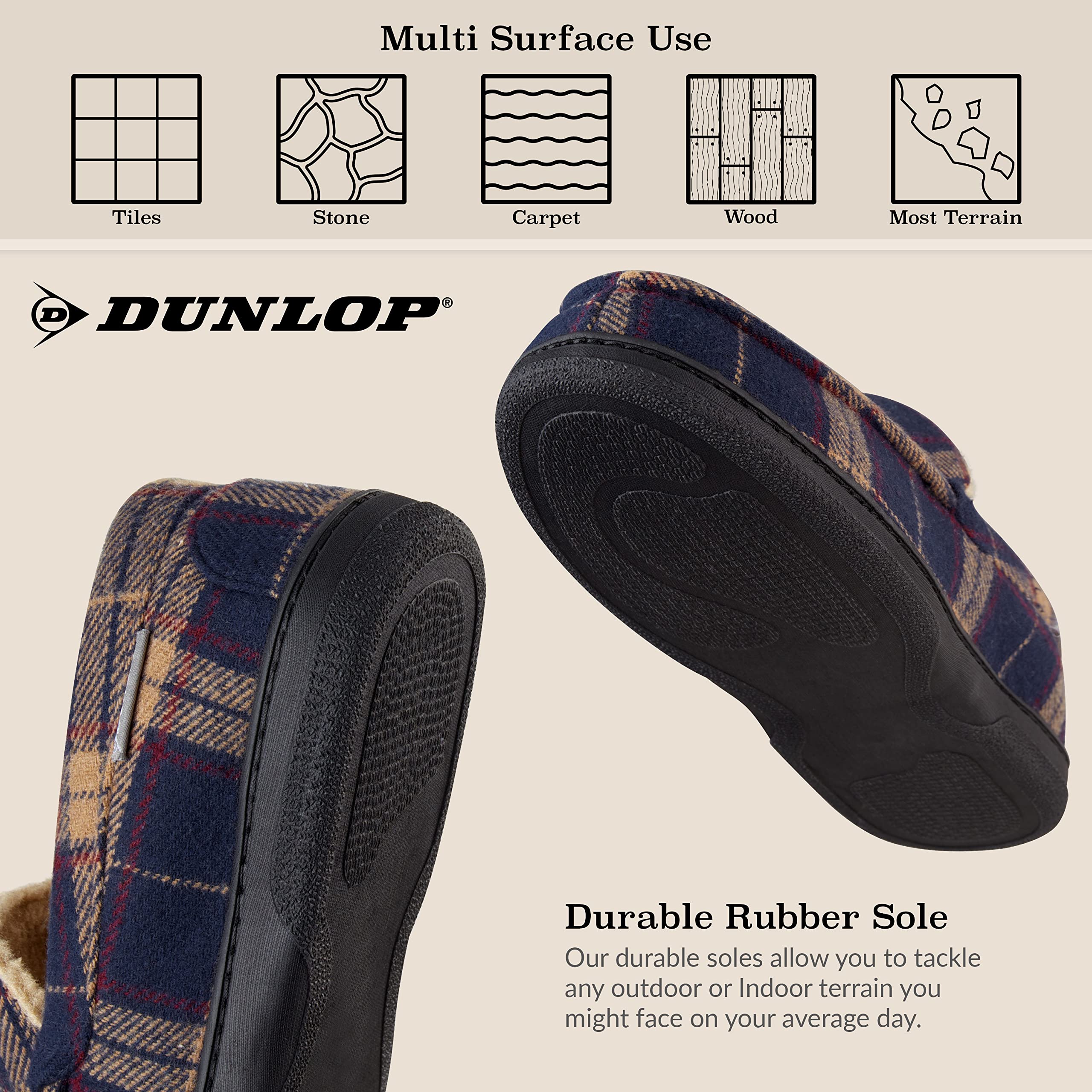 DUNLOP Pantofole Uomo Ciabatte Invernali da Casa Calde Comode Antiscivolo Memory Foam
