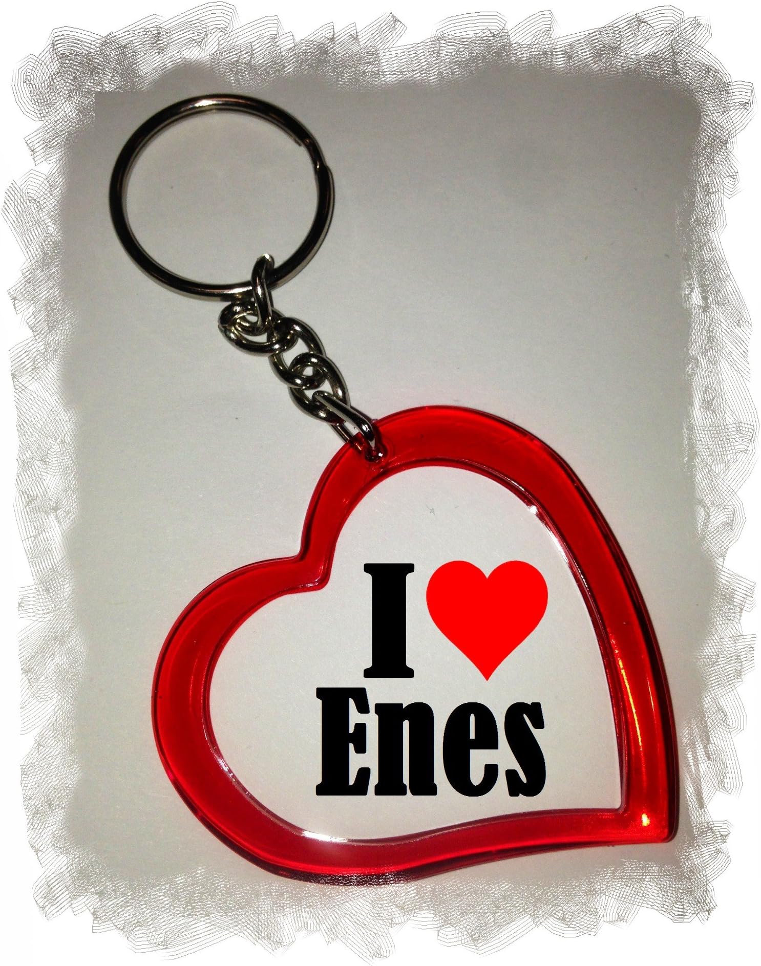 Exclusive Gift Idea: Heart Keyring "I Love Enes", a Great gift that comes from the Heart - Backpack pendant - love pendant - Keychains- Keyring- Christmas Gift