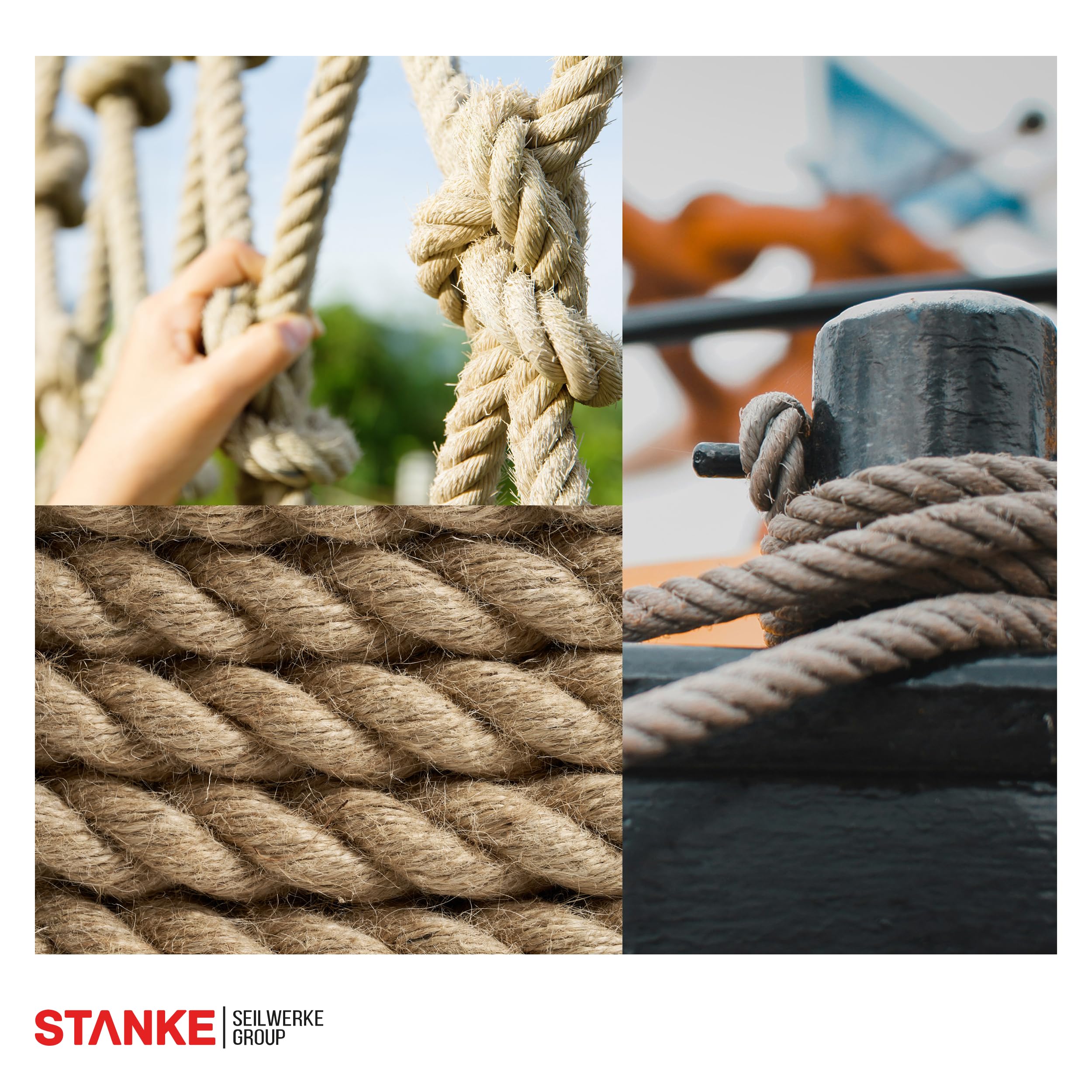 Seilwerk STANKE Corde de Jute Fibres Naturelles enroulées gréement la rambarde de sécurité 30mm 15m - 5