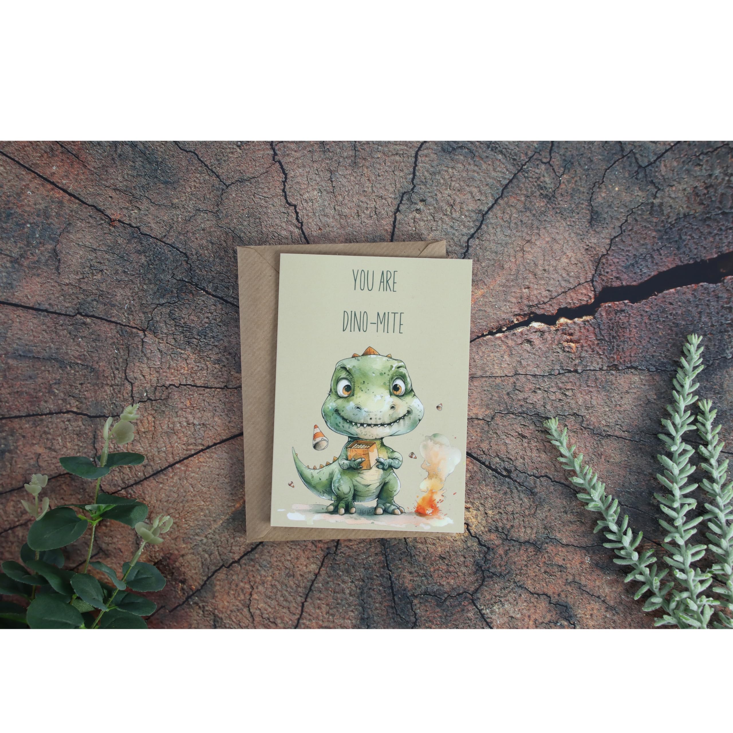 WBdesignz Dino Geburtstagskarte 'You Are Dino-mite' – DIN A6, Mit Umschlag, Aus 300g/m² Premiumpapier (Made In Germany)