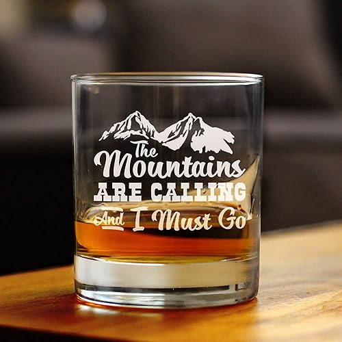 Miniatura 3 de Mountains are Calling - Funny Whiskey Rocks Glass Gifts for Outdoorsy Men & Women - Fun Whisky Drinking Tumbler Décor
