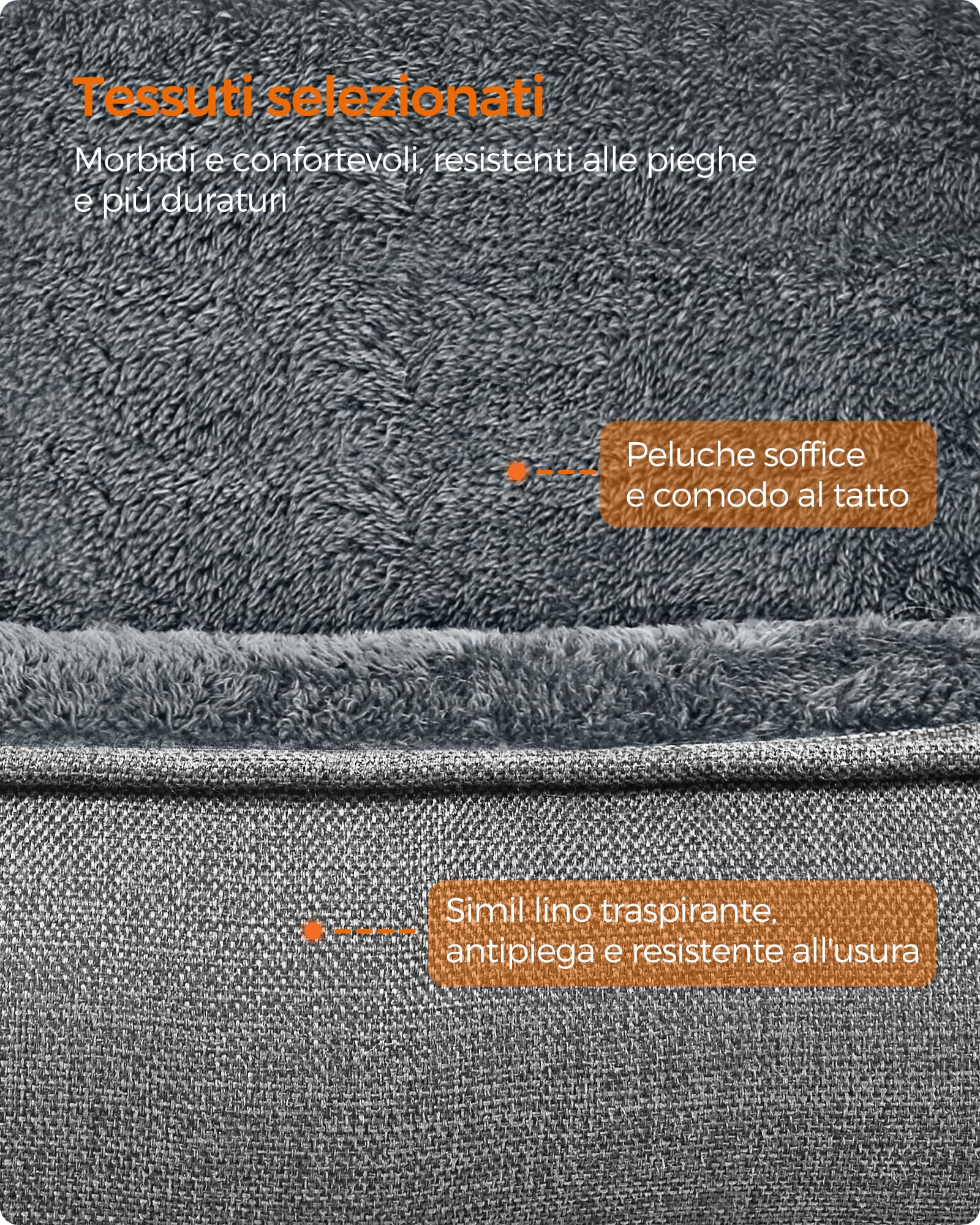 Feandrea Cuccia per Cani, Lettino per Animali in Simil Lino, Bordi Rialzati, Fondo Antiscivolo, Copertura Sfoderabile per Lavaggio, XXL per Cane Extra Grande, 120 x 90 x 30 cm, Grigio Chiaro PGW013GG