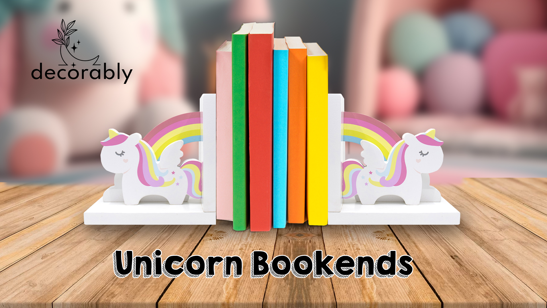Amazon.com: Decorably Unicorn Kids Book Ends - 1 Set Non-Skid