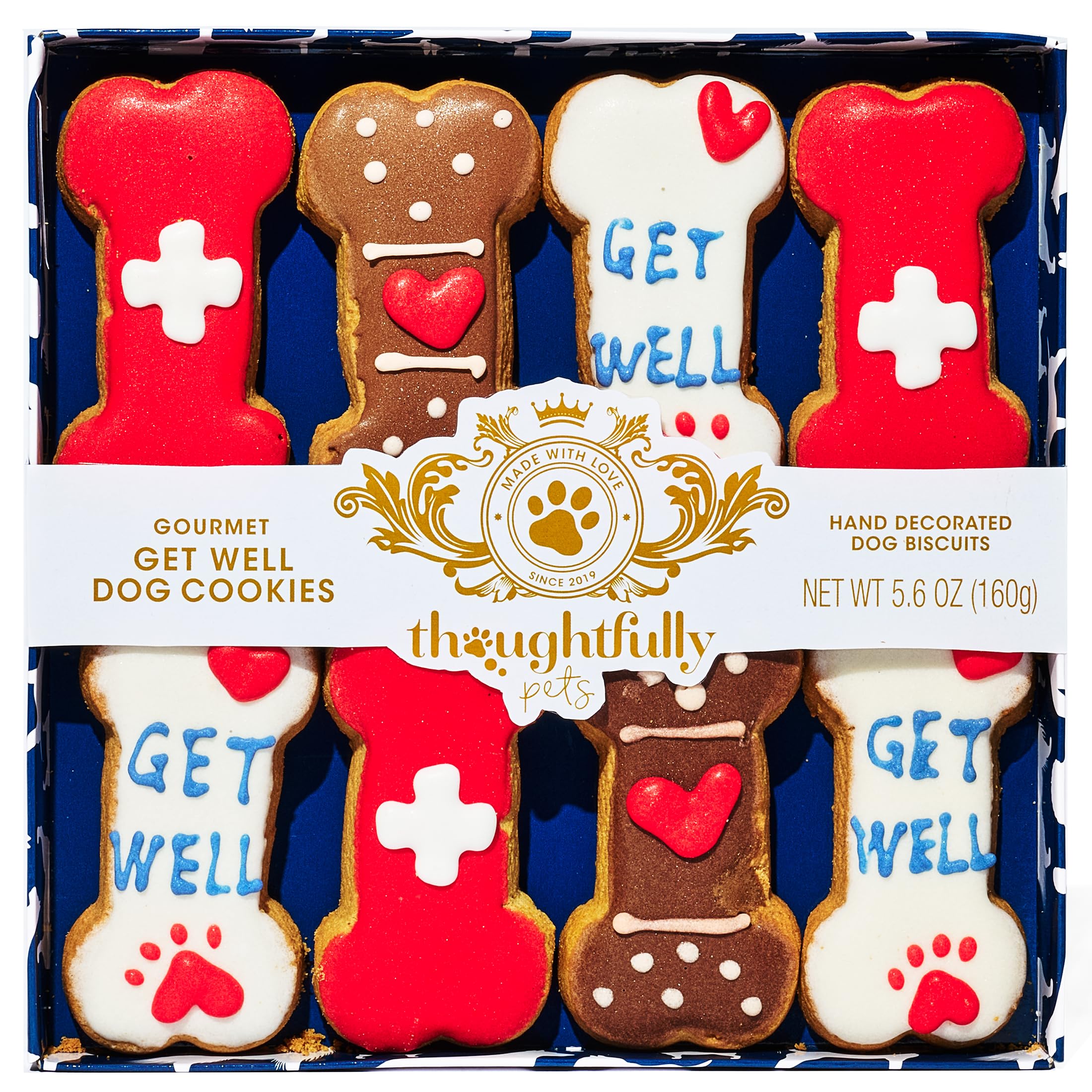 Thoughtfully Pets, Get Well Dog Cookies Gift Set, Crunchy Dog Treats Includes Colorfully Hand Decorated Get Well Themed Biscuits to Brighten Their Day