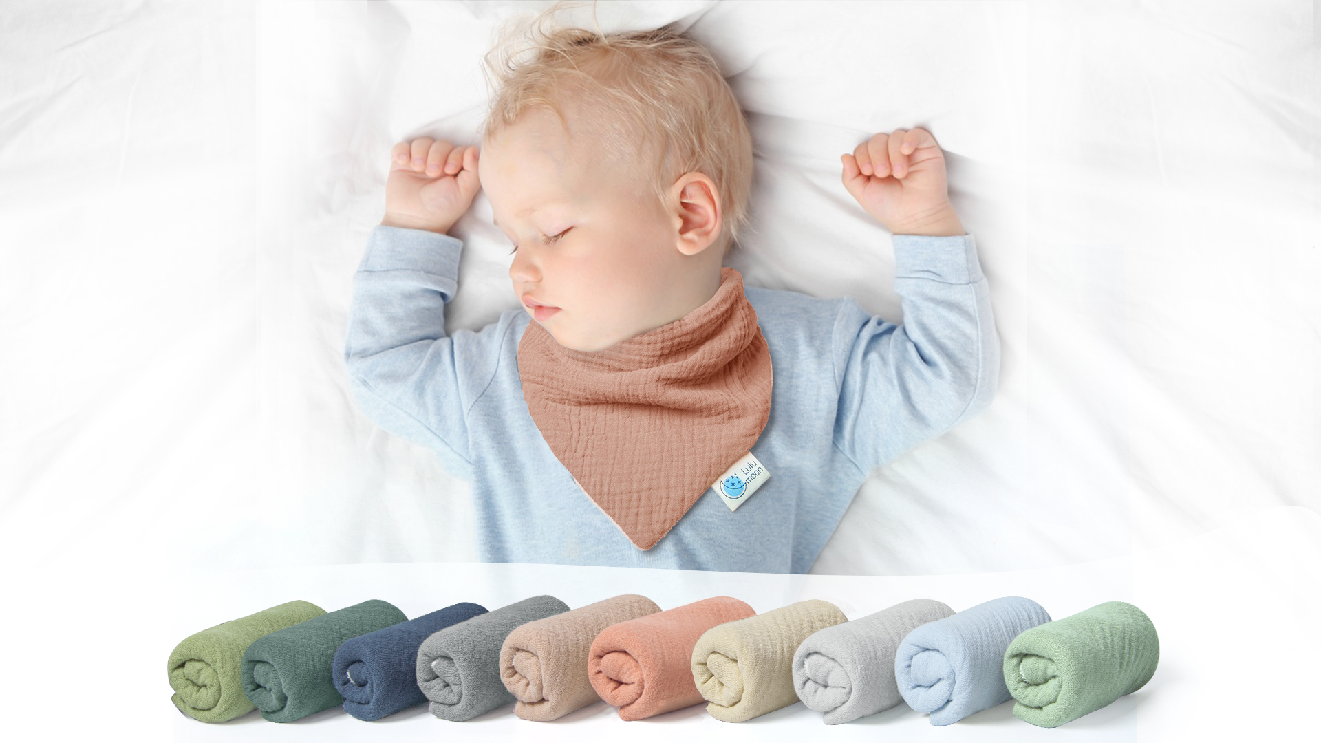 IKWOLETI Baby Lätzchen Set - 8 Stück Musselin Dreieckstuch Saugfähig & Verstellbar