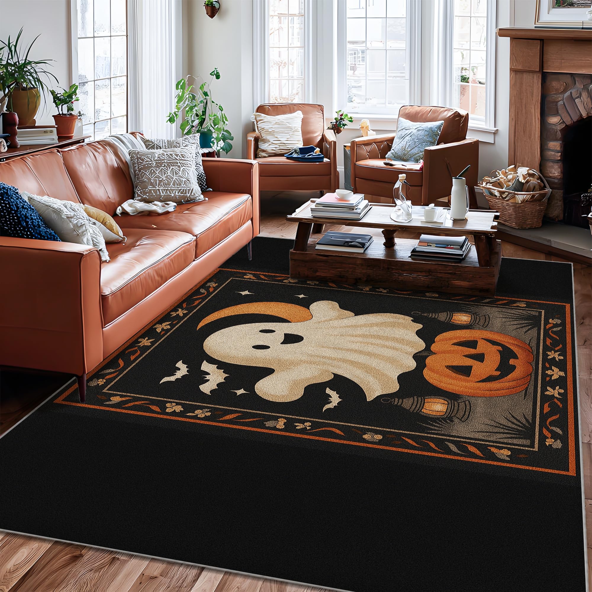 Tapis de salon citrouille effrayante pour chambre et déco