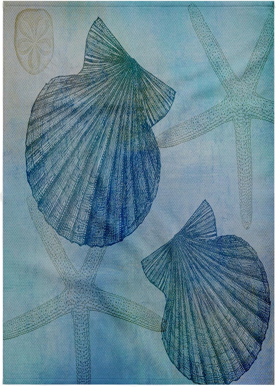3dRose Aqua Shells and Starfish Beach Themed Art 22x30 Bath Hand Pool Towel