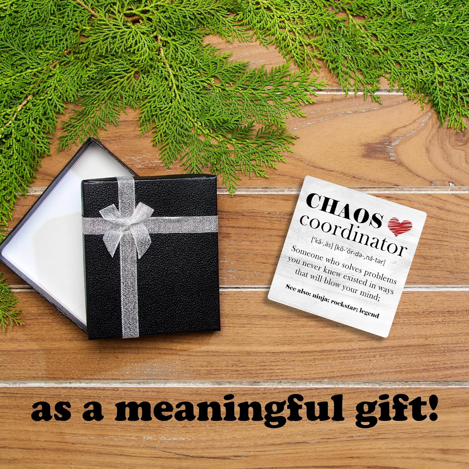 Chaos Coordinator Definition Desk Table wood Decor, Gifts For Colleagues, Bosses And Besties, Inspirational Gifts, Women Office Home Decorations And Accessories(5X5In Grey)- A01 - Image 4