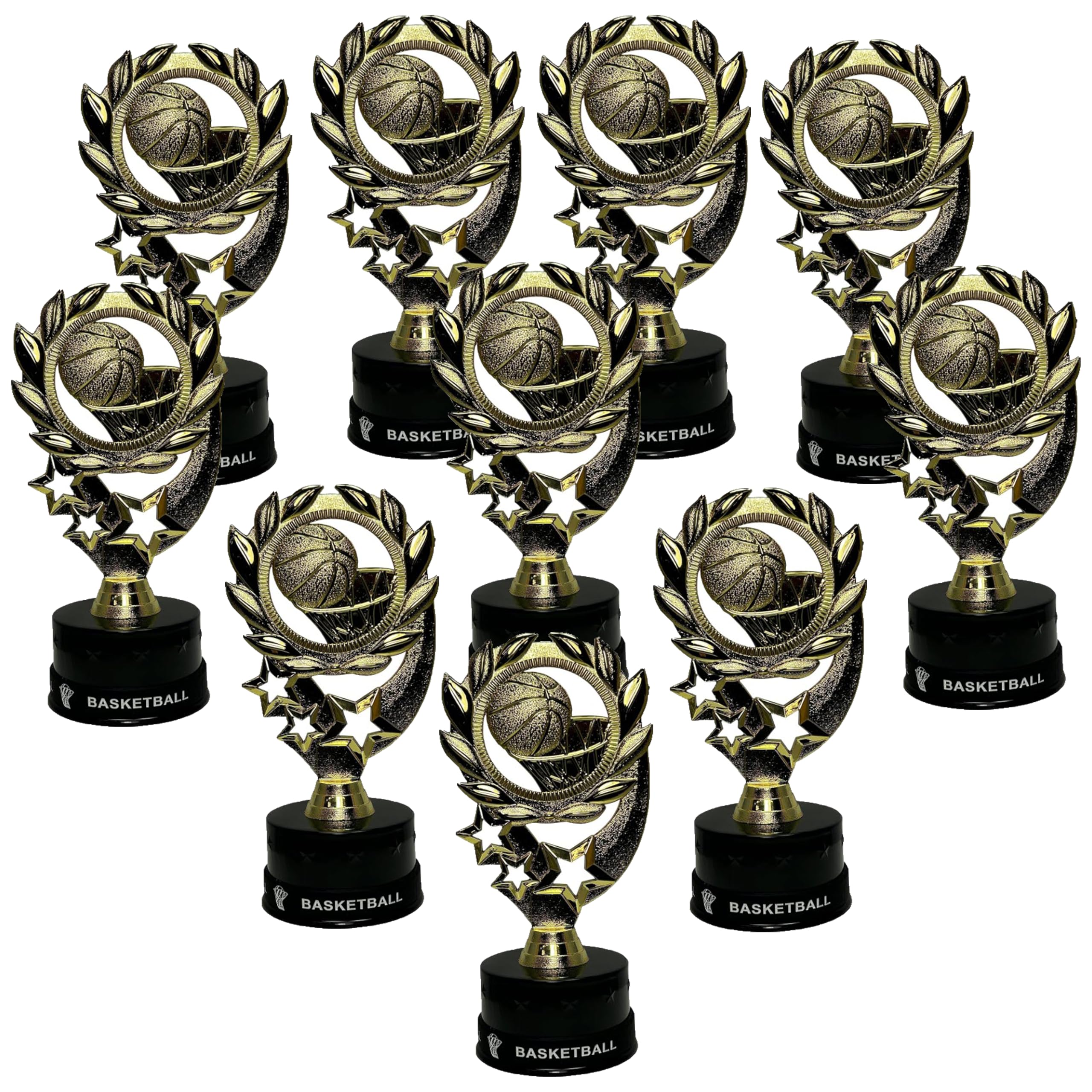 Express Medals 10 Pack of 7 Inch Tall Basketball Trophy Awards That Include Silicone Basketball Wrist Band Awards 10 pk 4102 Boys Girls Trophies Award