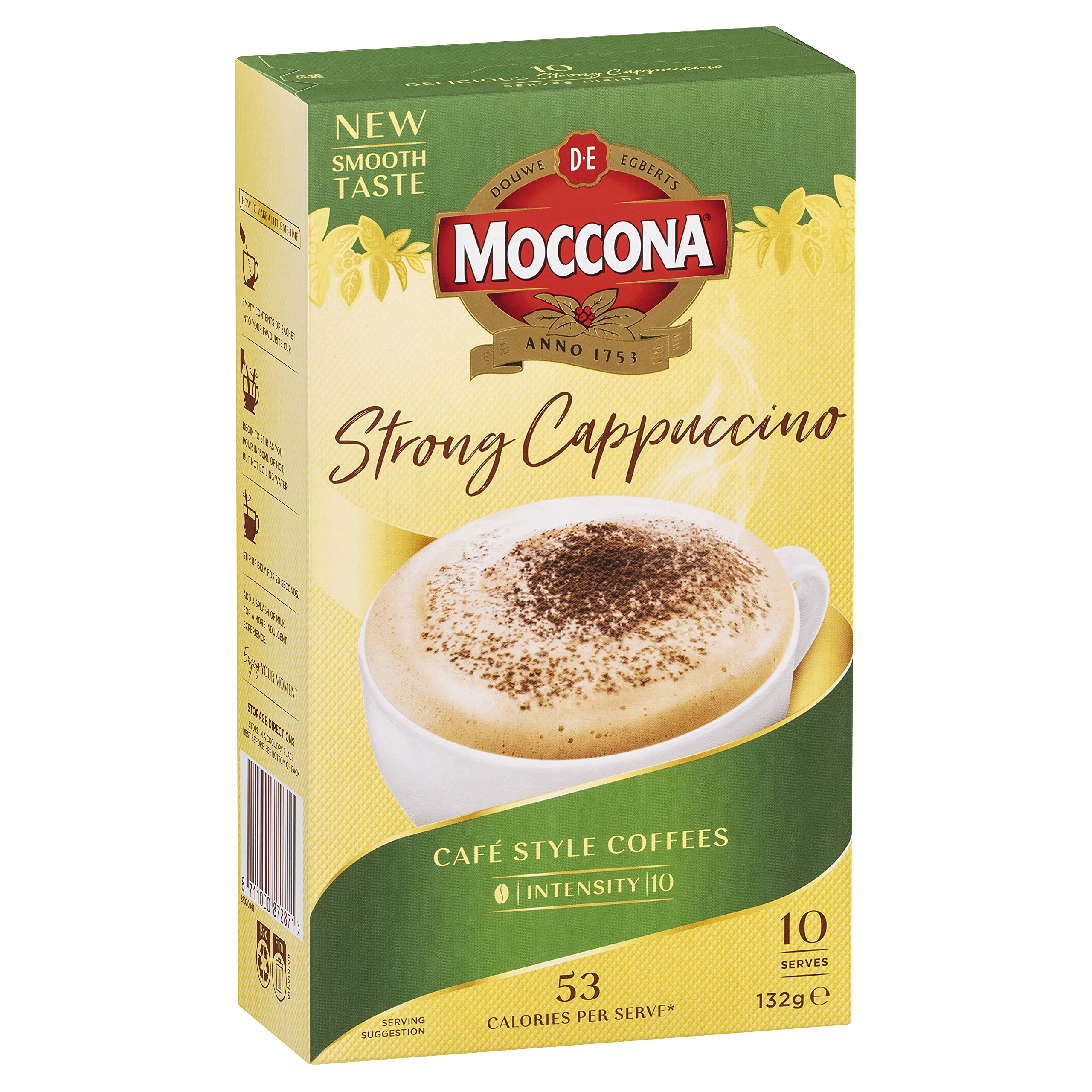 Moccona Coffee Sachets Strong Cappuccino 50 sachets (10 sachets x 5 packs)