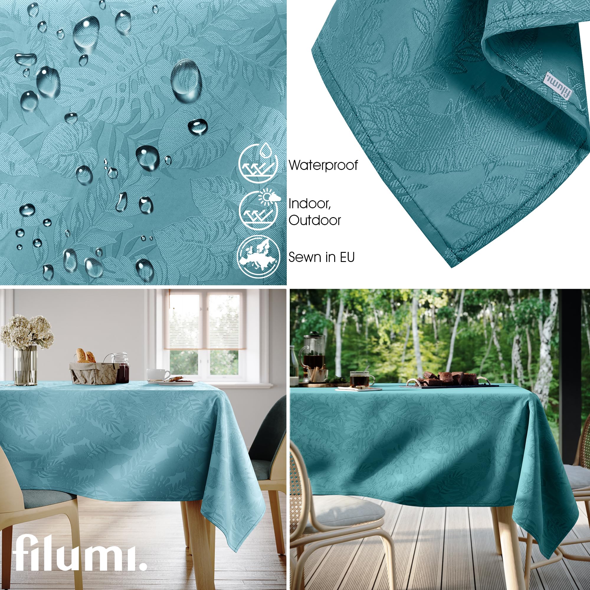 Filumi Tovaglia 80x80 cm blu, lavabile, per interni ed esterni, motivo geometrico Eris