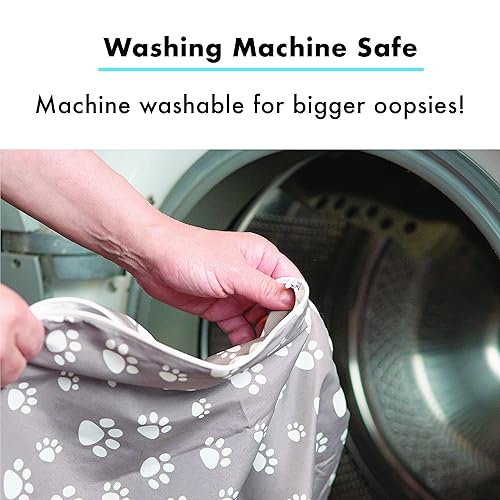 Miniatura 4 de Funda de almohada de lactancia para bebés niñas y niños, tela suave, resistente al agua y lavable a máquina, diseño unisex de huellas grises  Ideal