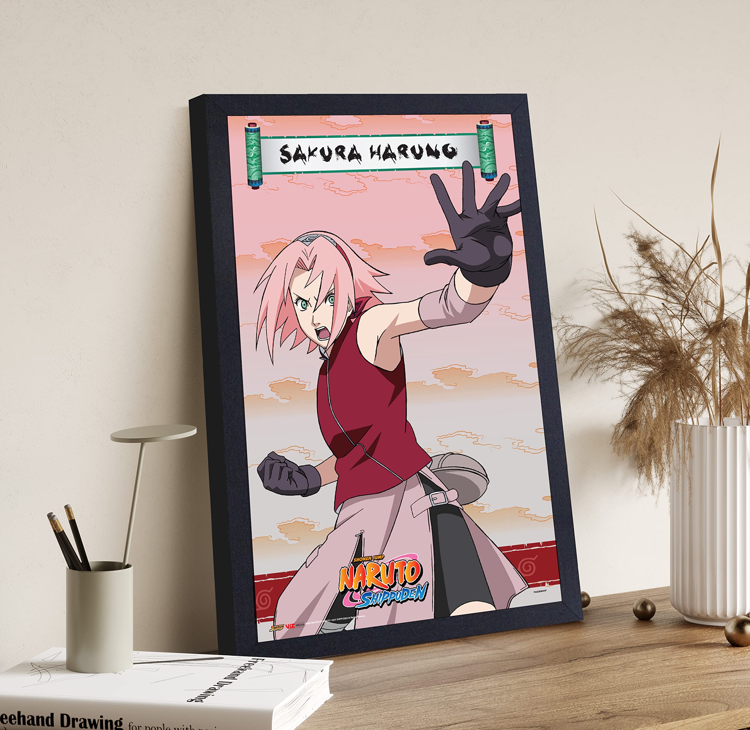 Pyramid America Naruto Poster - Naruto Shippuden - Naruto Sakura Stat - 11  x 17 Framed Poster Wall Art, Ideal for Bedroom Decor, Home Decor, Office