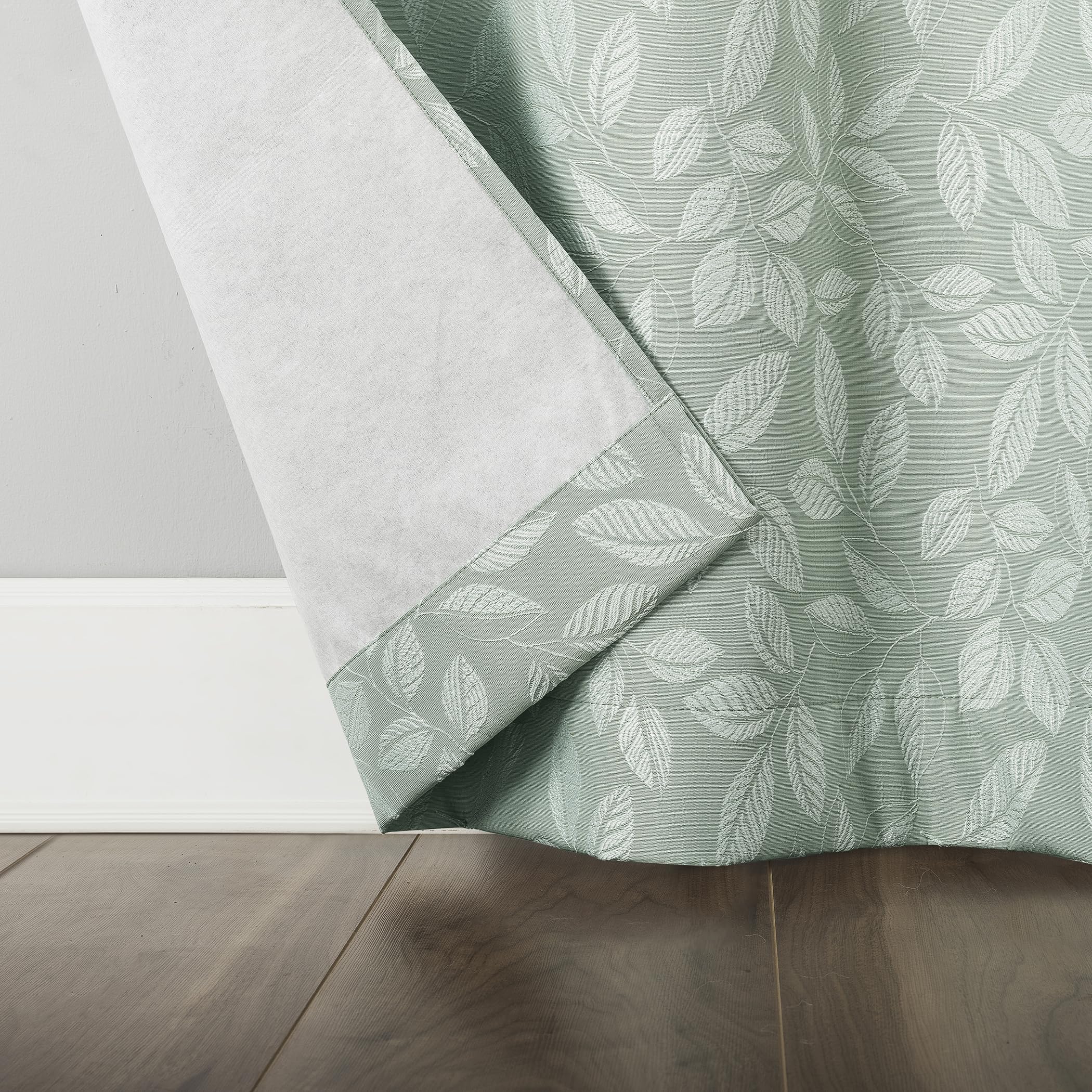 Sun Zero Satti Embroidered Leaf 100% Blackout Grommet Curtain Panel, 40" x 84", Sage Green, W 40" x L 84" (1 Panels) - Image 4