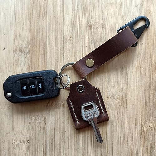 Vista 5 de handmade Leather Key Sleeve Key Ring Holder Vintage Cover Stylish Accessories Protective Key Case Cover Key protector