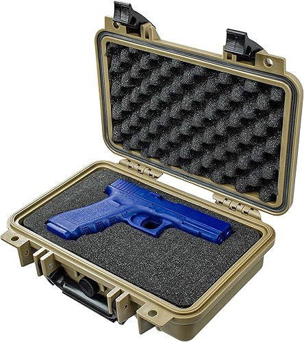 Vista 2 de Eylar - Funda rígida para arma táctica, a prueba de agua y golpes, con espuma, aprobada por la TSA, 11.6 pulgadas, 8.3 pulgadas, 3.8 pulgadas Beige