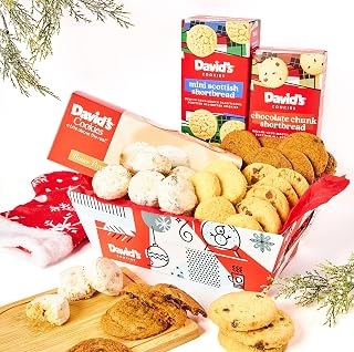 David’s Cookies Holiday Cookie Gift Basket Crate - Deliciously Flavored Assorted Cookies in a Christmas Gift Basket - Gourmet Thin Crispy Cookies, Butter Pecan Meltaways and Scottish Shortbread Cookies - Delicious Christmas Cookies Variety