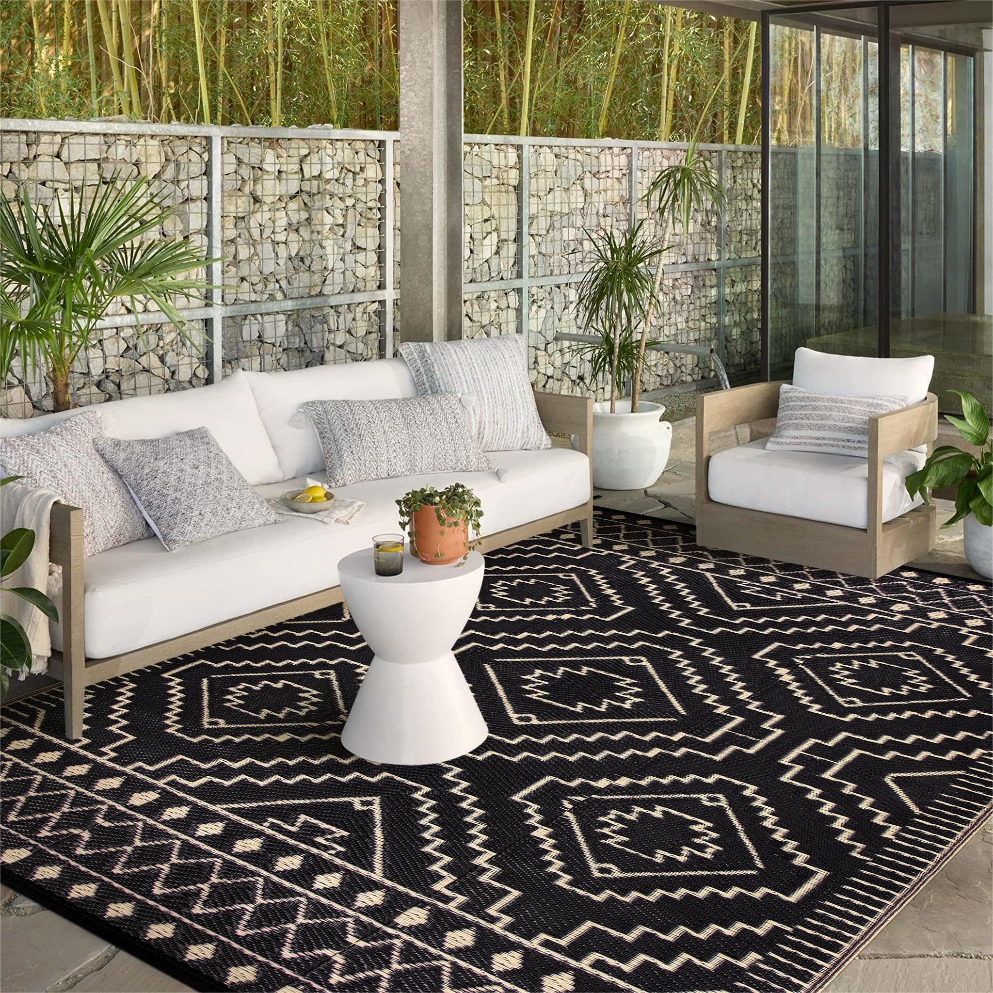 Wonnitar 8x10 Outdoor Rug, Large Waterproof Reversible Plastic Straw Rug for Patios, Indoor/Outdoor Area Rug Lightweight Camping Rug for Outside RV