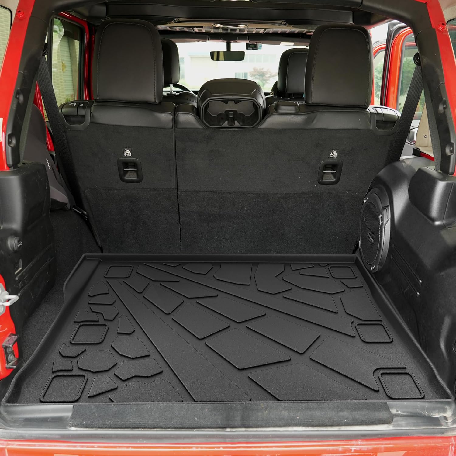 KARPAL Floor Mats & Cargo Liner for 2018-2025 2026 Jeep Wrangler JL Unlimited 4-Door with Subwoofer (Not for JK/4XE), All Weather TPE Custom Fit Floor Liners Car Mats Accessories