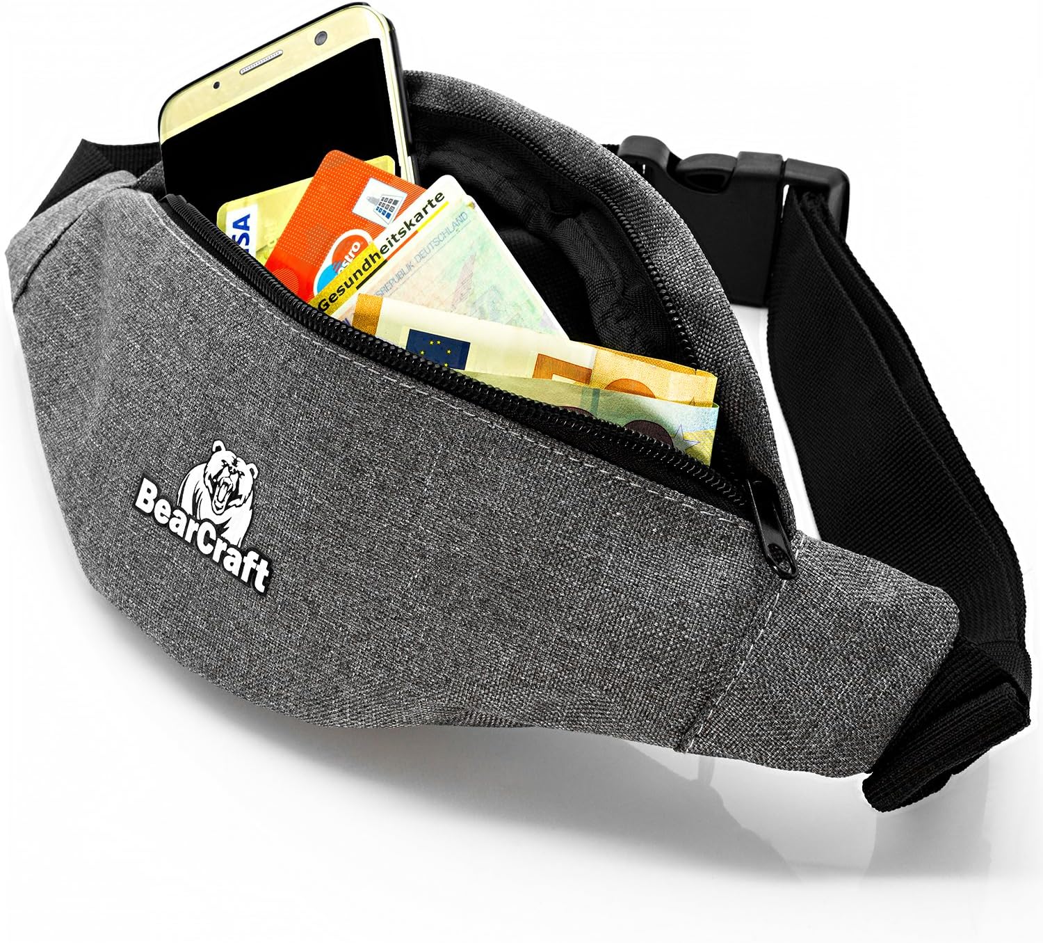 BearCraft Fanny Pack | Sporty Waistpack Bag with 2 Separate Compartments | Unisex Belt Bag for Leisure Sports Travel Hiking Jogging
