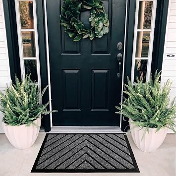 ubdyo Extra Durable Doormat - Efficient Dirt Trapping Door Mat - Ideal for Entryway - No-Slip, Washable Front Entrance Mat - 30'' x 17'' - Dark Grey
