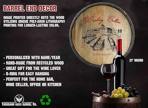 Vista 94 de THOUSAND OAKS BARREL CO. Personaliza el letrero de un cuarto de barril con cócteles de gato negro, barril de vino hecho de madera de roble de alta