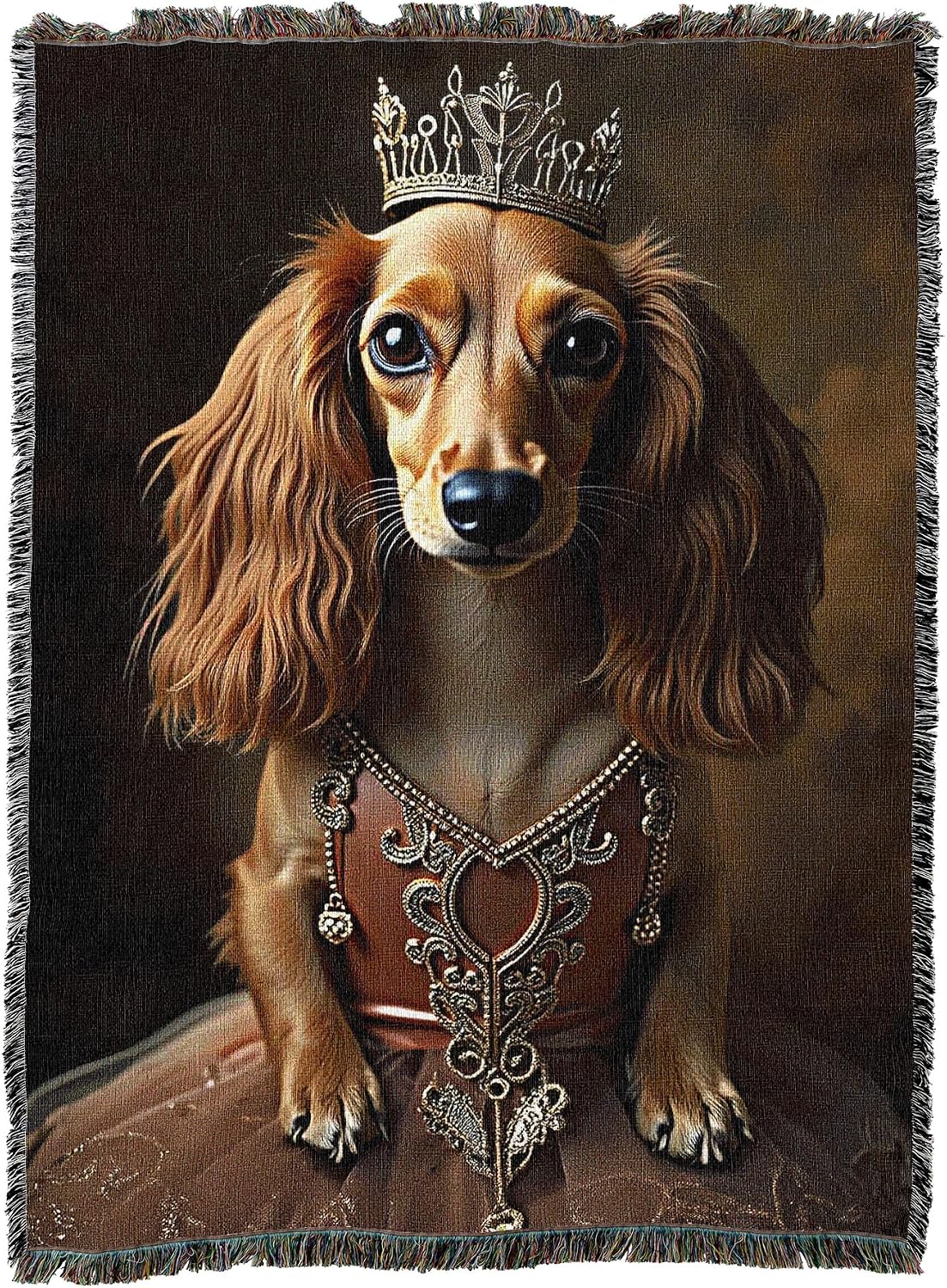 Pure Country Weavers Lady Daschund Blanket - Royal Gift for Dog Lover - Cotton Tapestry Throw - Made in The USA - 72"x54"
