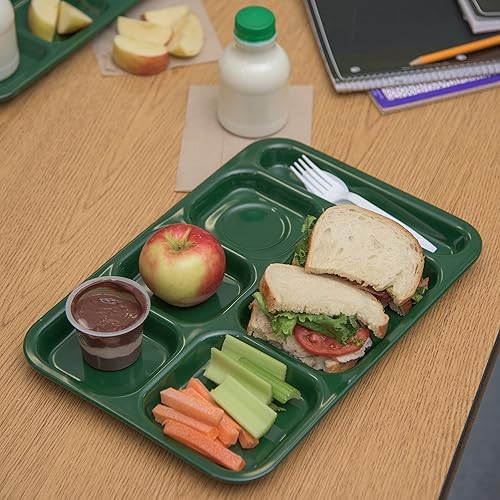 Miniatura 5 de Carlisle FoodService Products Bandeja de melamina con 6 compartimentos para mano derecha 14.5" x 10" - Verde bosque