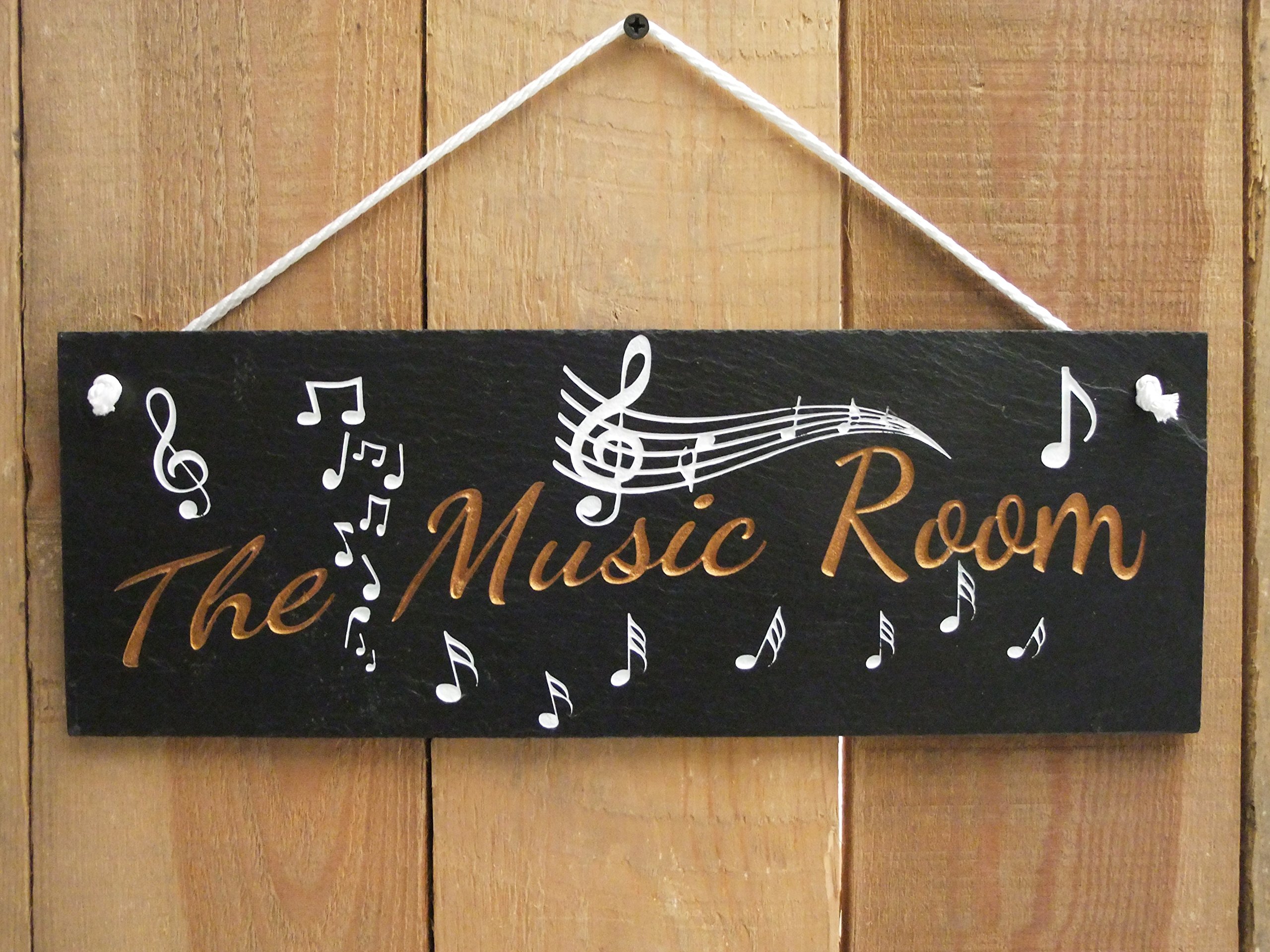Deluxe Large Slate Hanging Sign - "The music room"