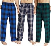 Mens Pajama Pants Set Flannel Cotton Lightweight Sleep & Lounge Pants&comma; PJ Bottoms with Pockets and Button Fly