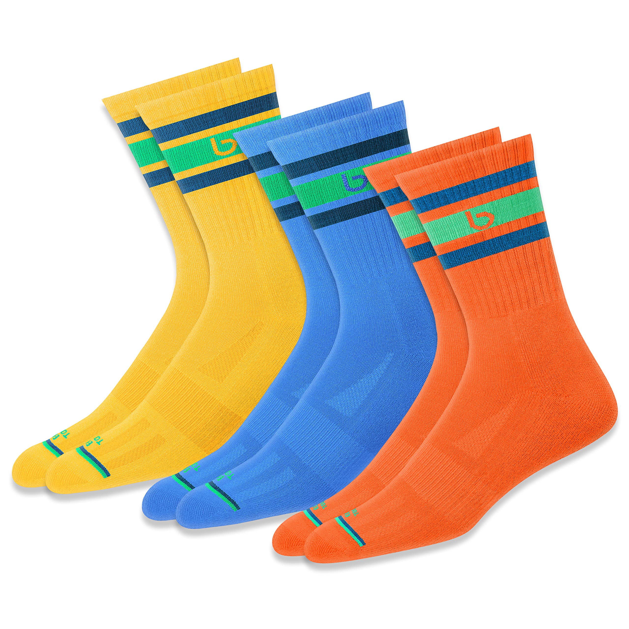 Men's Bamboo Sports Crew Socks for Running & Gym, Pack of 3, Free Size