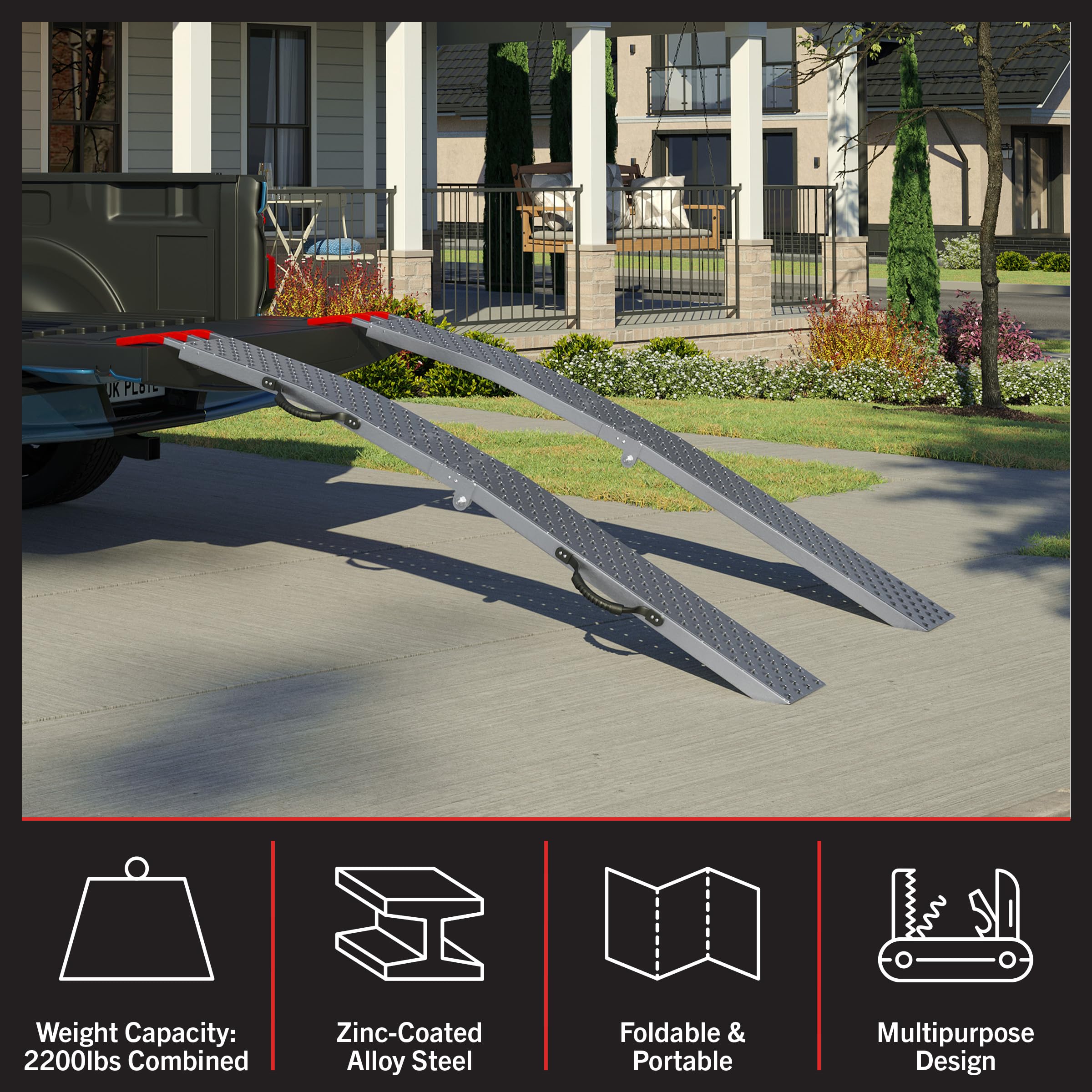 Stalwart Loading Ramps - 2200lb ATV Motorcycle Ramps -2