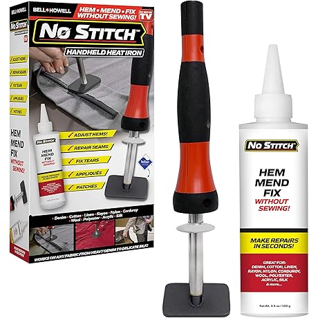 Sew Easy No Stitch Handheld Heat Iron & Fabric Adhesive Repair Kit